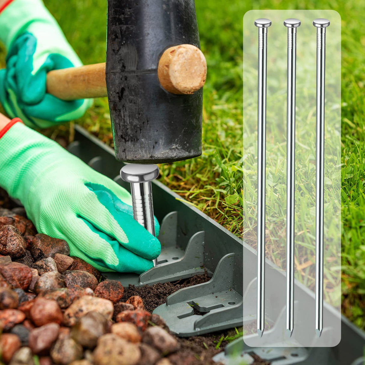Nuenen 60Pcs 12" Metal Heavy Duty Stakes Landscape Anchoring Spikes