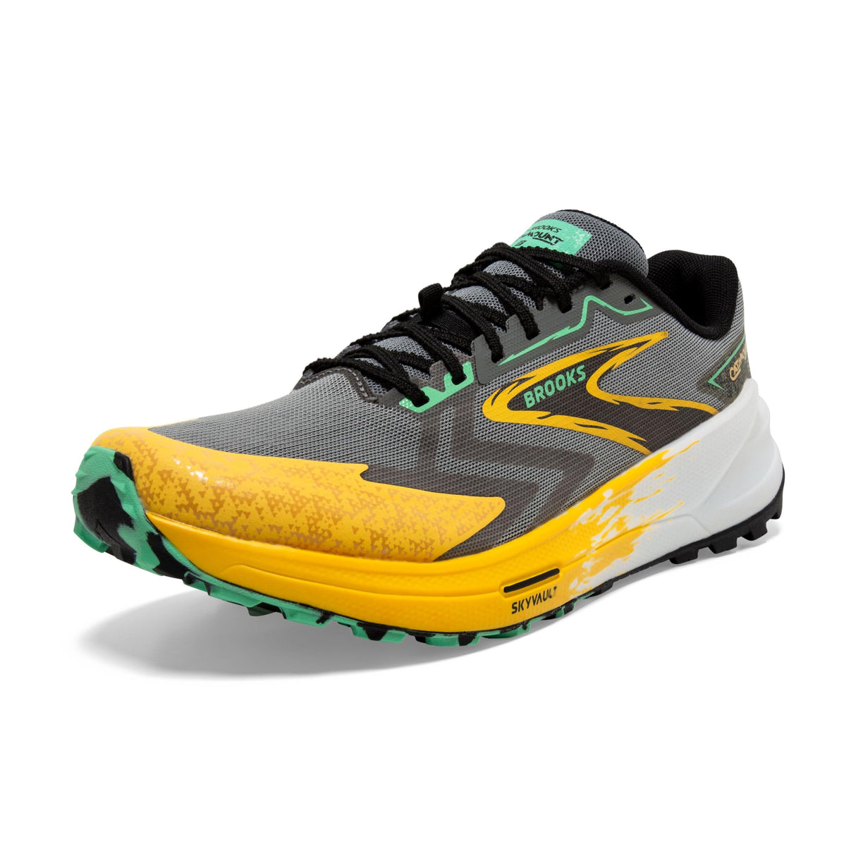 Brooks Men's Catamount 3 Trail Running Shoe - Lemon Chrome/Sedona Sage - 9.5 Medium