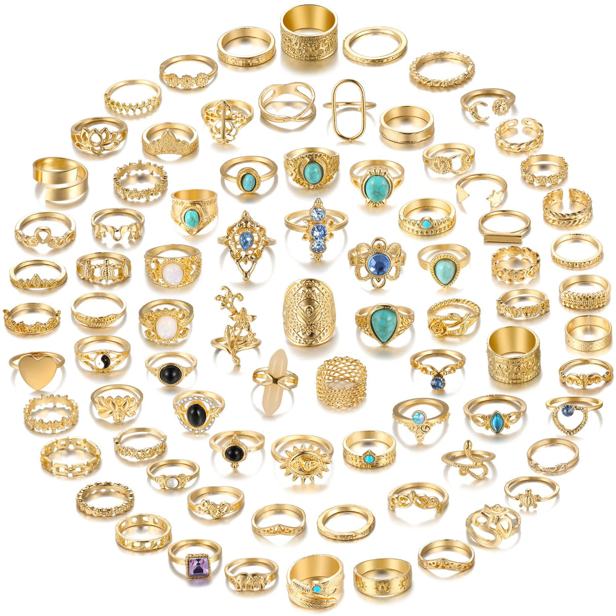 82 Pcs Vintage Gold Knuckle Rings Set for Women, Bohemian Stackable Rings