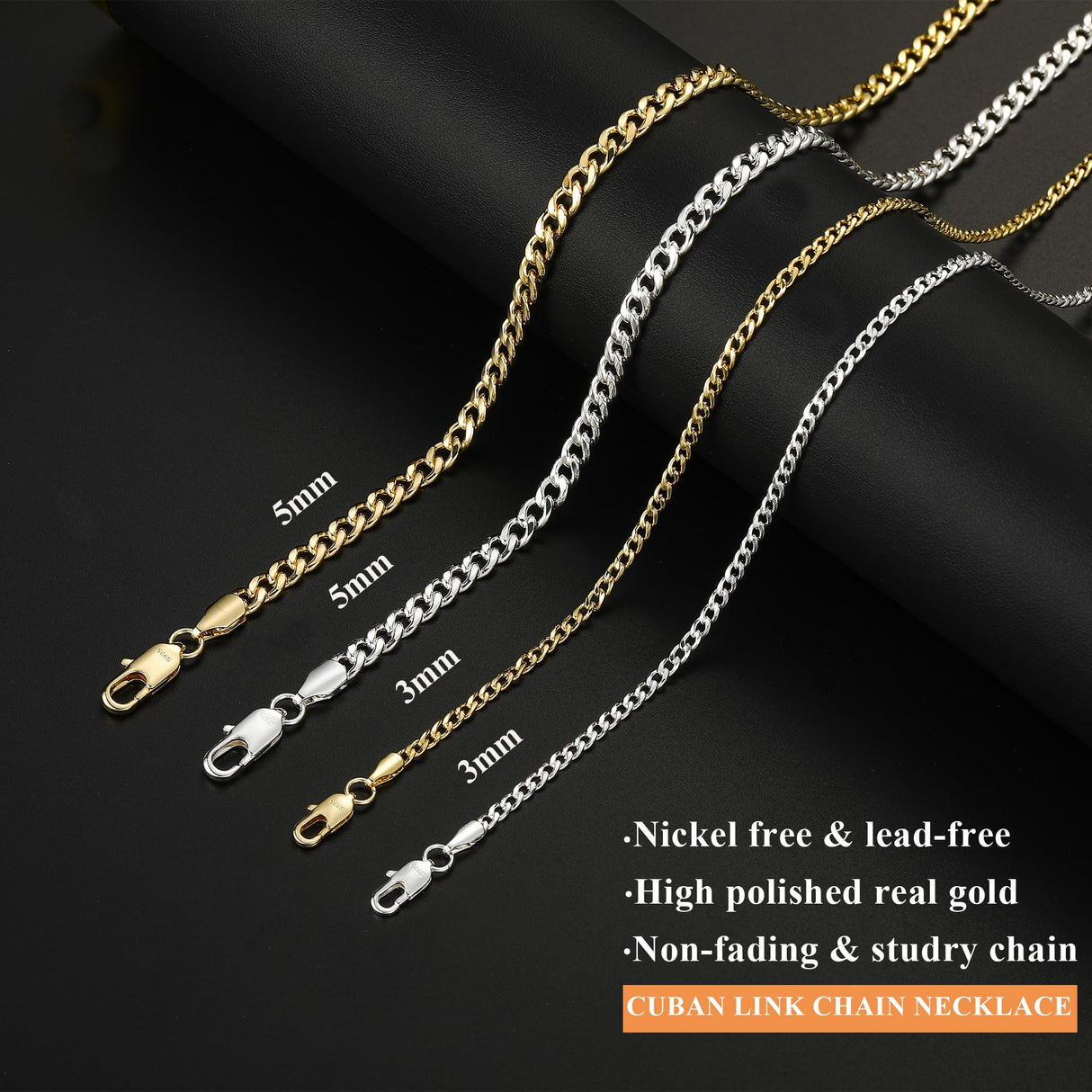 Avotto Gold Plated Chain for Men Boys 5mm Mens Boys Gold Plated Chain Stainless Steel Cuban Link Chains for Men Kids Chain Necklace Teenage Teen Boy Jewelry Gifts for Him 16inch