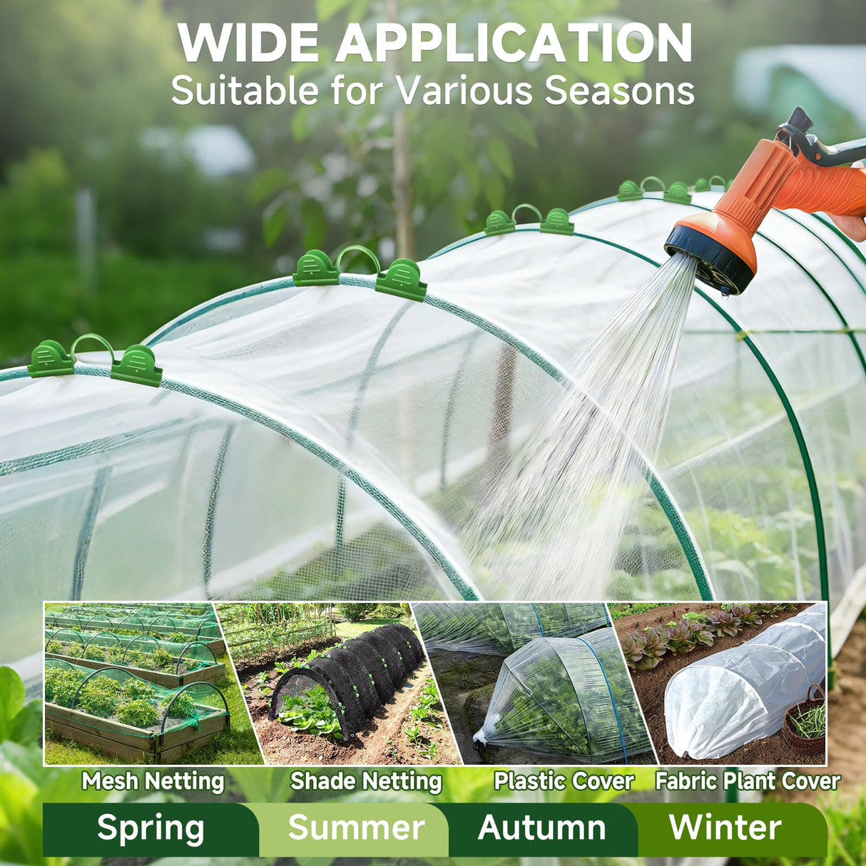Nsitehalo 36pcs Garden Hoops for Raised Beds with Garden Netting, Rust-Free Fiberglass Greenhouse Hoops Grow Tunnel & Clips, Hoop House Support Frame for Row Cover & Plant Stakes for Vegetables