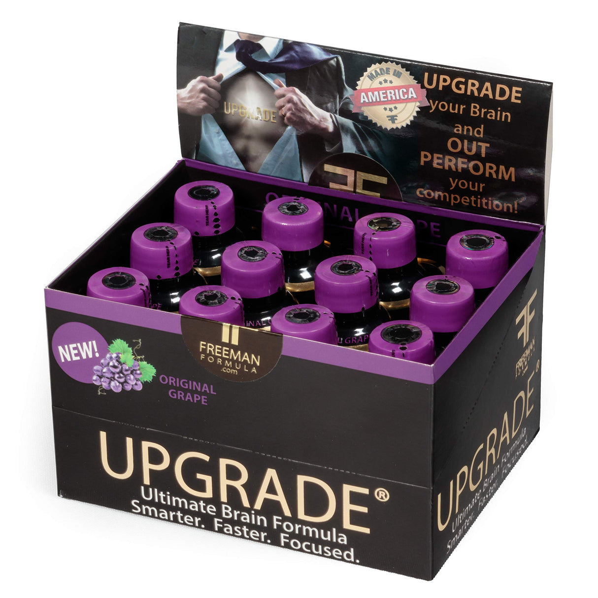 Upgrade Brain Supplement - Enhances Memory, Concentration, Focus & Clarity - Proprietary Blend of AAKG with Beta Alanine, Alpha GPC, Green Tea & Ginkgo Biloba-2 Fl oz (12 Pack)