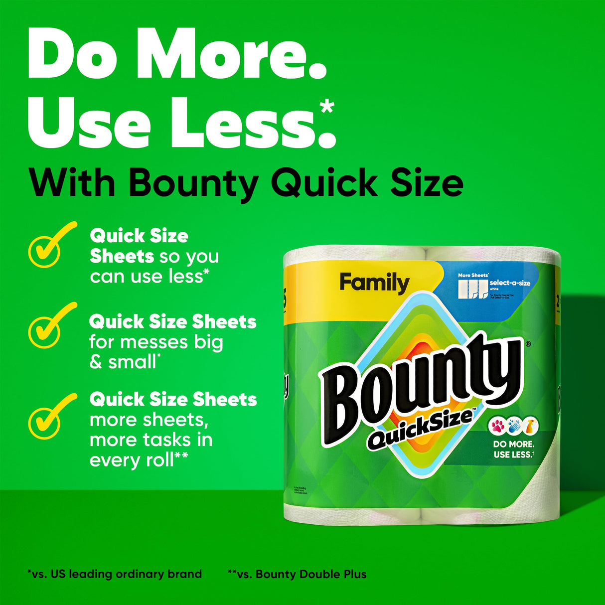 Bounty Paper Towels Quick Size, White, 16 Family Rolls = 40 Regular Rolls (Packaging May Vary)