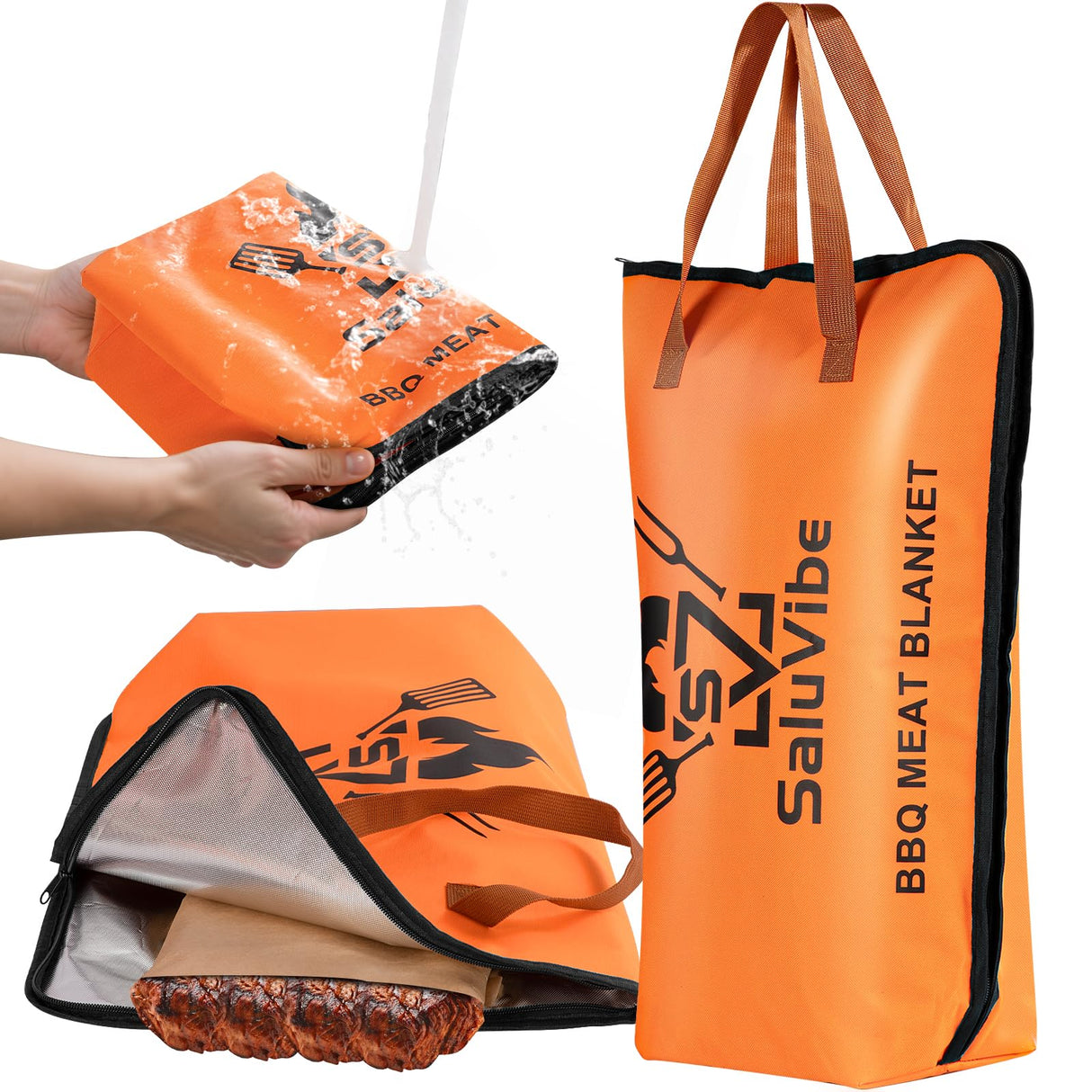 BBQ Meat Resting Blanket – Smoker Insulated Brisket Bag for Turkey, Pork Shoulder & Beef, Made of Washable Oxford Cloth – Gifts for Men, Dad, BBQ Lovers, Christmas Gifts&Stocking Stuffers(21in Orange)