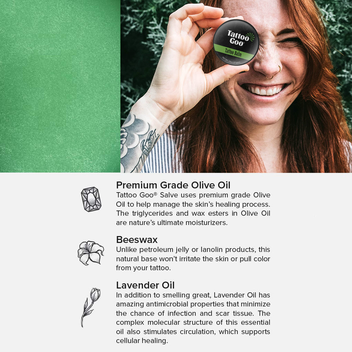 Tattoo Goo Aftercare Kit Includes Antimicrobial Soap, Balm, and Lotion, Tattoo Care for Color Enhancement + Quick Healing - Vegan, Cruelty-Free, Petroleum-Free, Tattoo Artist Gifts (3 Piece Set)