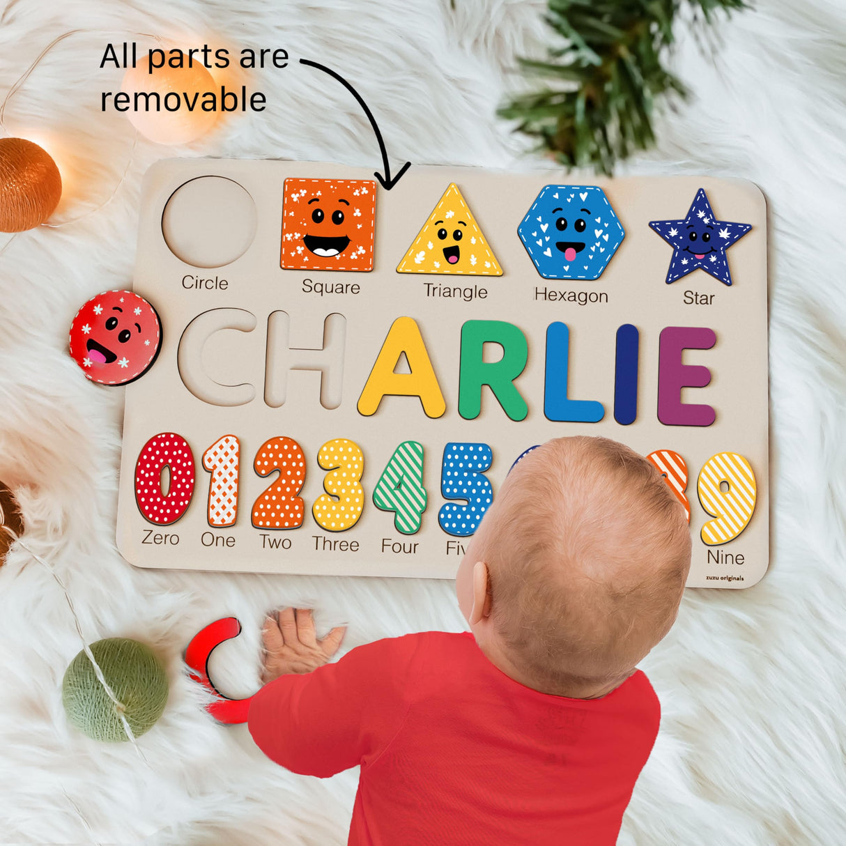 Zuzu Puzzle Puzzles for Toddlers Boy and Girl, Personalized Name Puzzle, 12 Month Toy, Gifts for 0 1 2 3 Years Old, Baby Gifts, Baby Shower, Christmas, NewBaby Gift, 0 3 6 9 12 18 24 36 Months