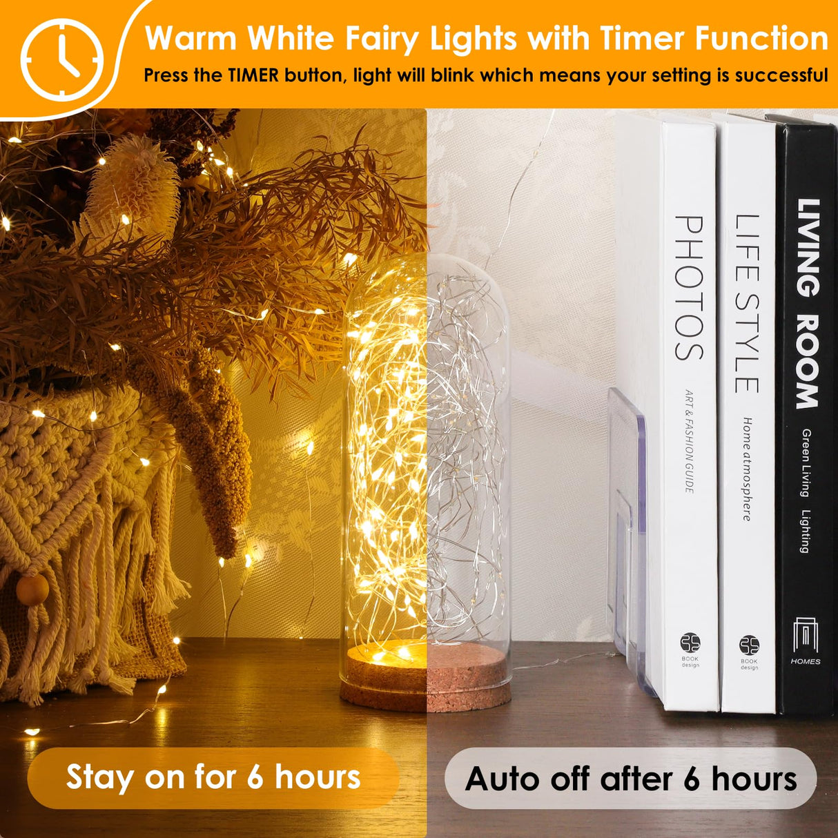 Mlambert 6 Pack 33FT Fairy Lights Battery Operated with Remote and Timer, Dimmable Waterproof 8 Modes Light for Bedroom Dorm Christmas-Warm White