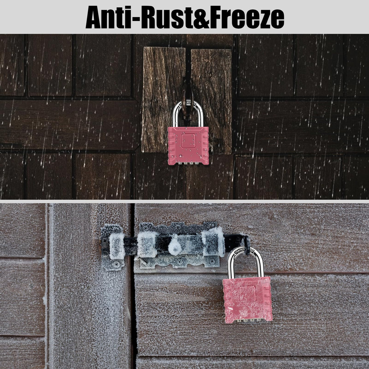 Large Outdoor Combination Lock, Diyife Heavy Duty Weather Resistant Padlock, 4 Digit Security Resettable, Hidden Password Design for Indoor/Outdoor Use, Tools, Fences, Sheds, Gates, Pink