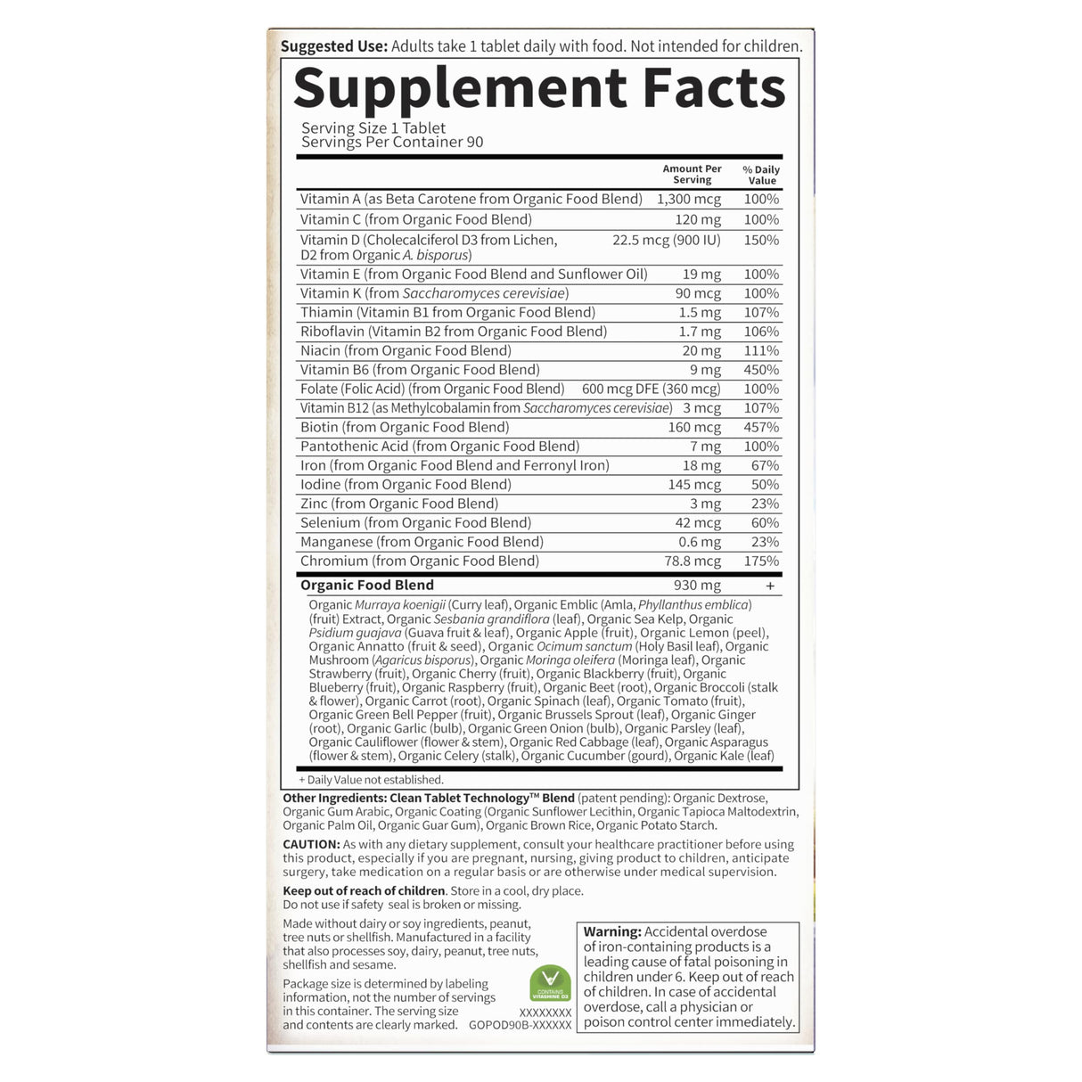 Garden of Life Prenatal Vitamins for Women, Organics Folate for Energy & Healthy Fetal Development,Non-constipating Iron,Vitamin C, B6, B12, D3,Non-GMO,Gluten-Free, Vegan, 90 Day Supply (Pack of 2)