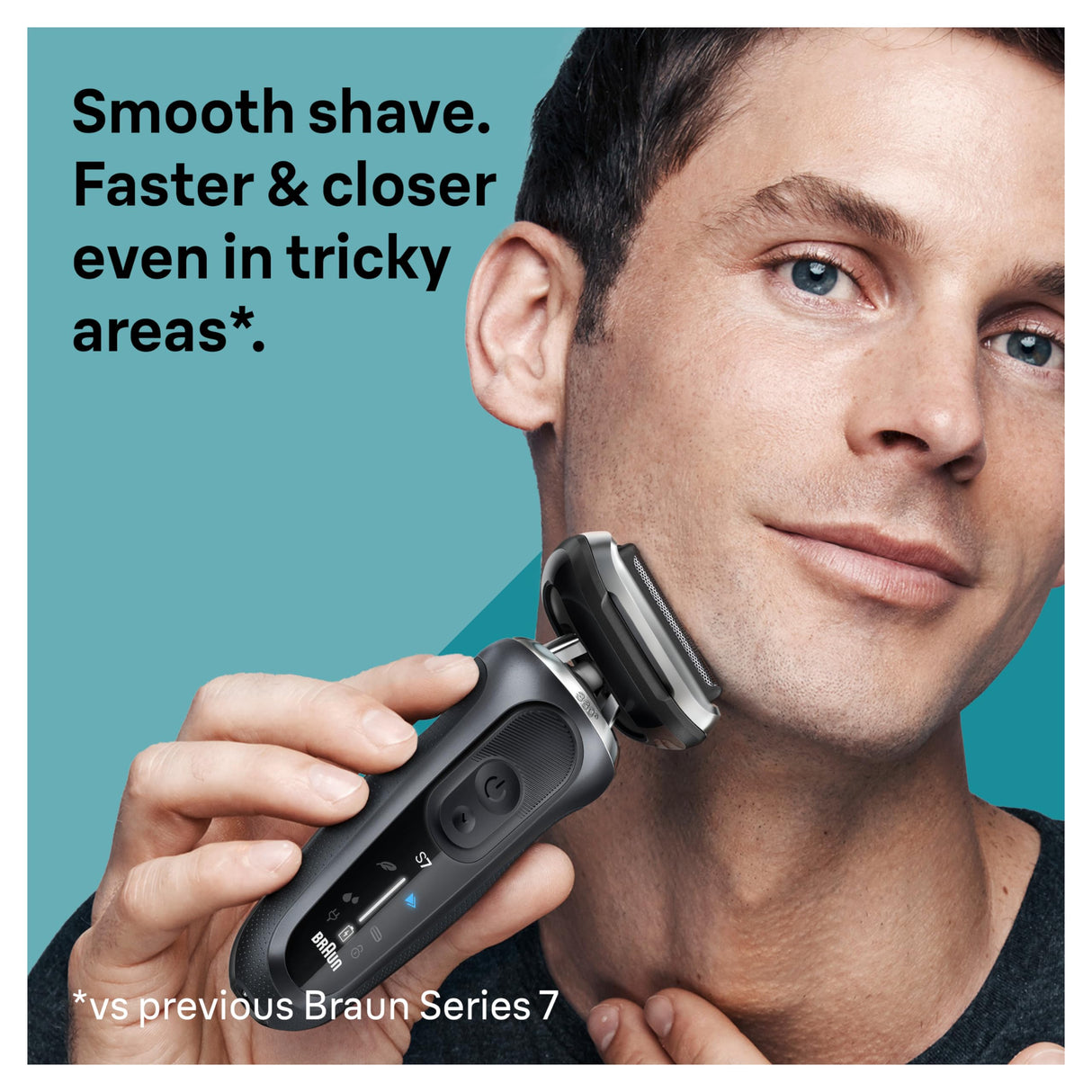 Braun Electric Shaver for Men, Series 7 7127cs, Wet & Dry Shave, Turbo & Gentle Shaving Modes, Waterproof Foil Shaver, Engineered in Germany, with Beard Trimmer, Charging Stand, Space Grey
