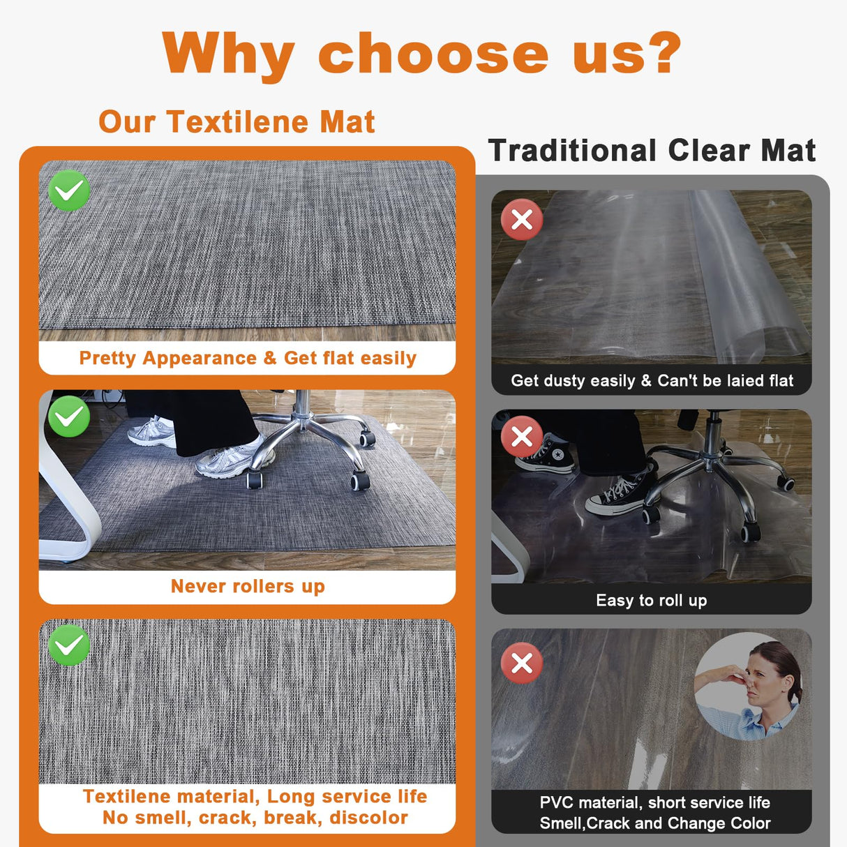 AiBOB Office Chair Mat for Hardwood Floor & Tile Floor, 36" x 48"Heavy Duty Computer&Desk Chair Mat for Rolling Chairs, Hard Floor Protector for Home Office