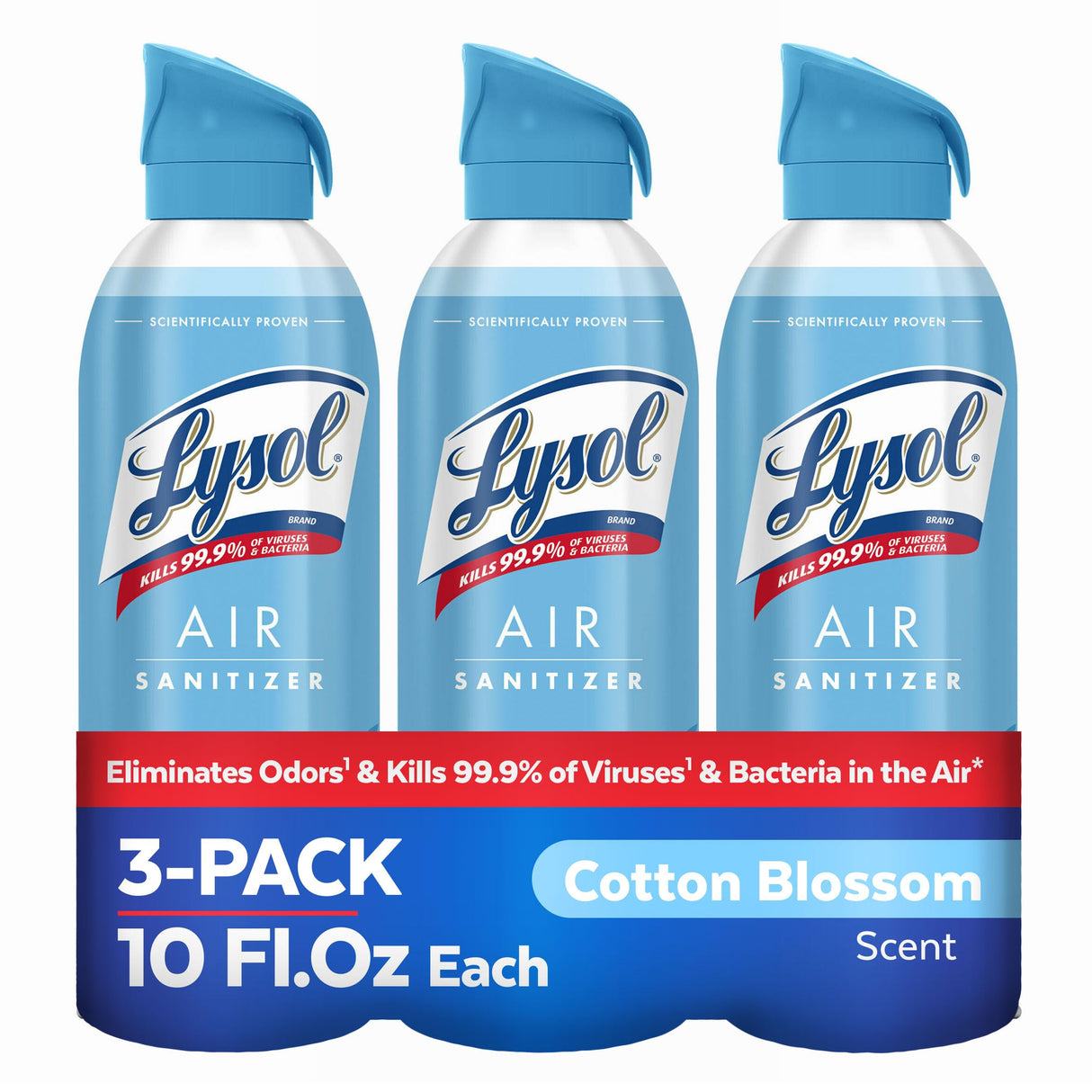 Lysol Air Sanitizer Spray with Odor Eliminator for Home & Office, Sanitizing Spray, Air Freshener Alternative, Cotton Blossom Scent, 10 oz (Pack of 3)