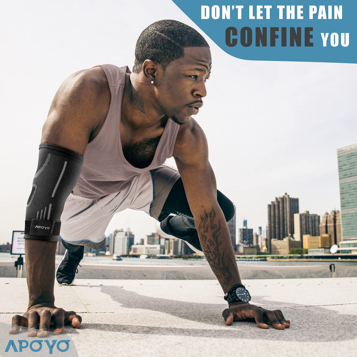 APOYO Elbow Brace for Tendonitis and Tennis Elbow, (Pair) Compression Sleeve for Arthritis, Workouts, Reduce Joint Pain During Fitness Activity (Large)