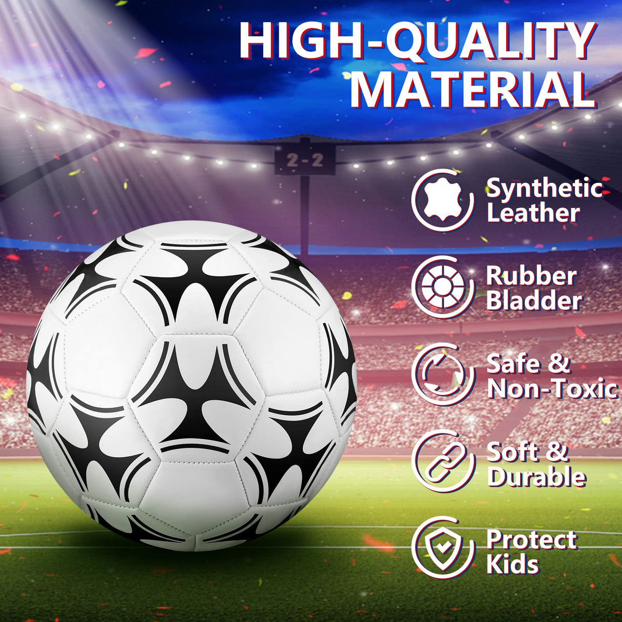 Tradder 4 Pack Operation Christmas Soccer Balls Bulk with Pump Size 3 4 5 Deflated Soccer Balls for Outdoor Indoor Sport Gift for Youth Teens Adult Charity Donation(Mixed Style,Size 5)
