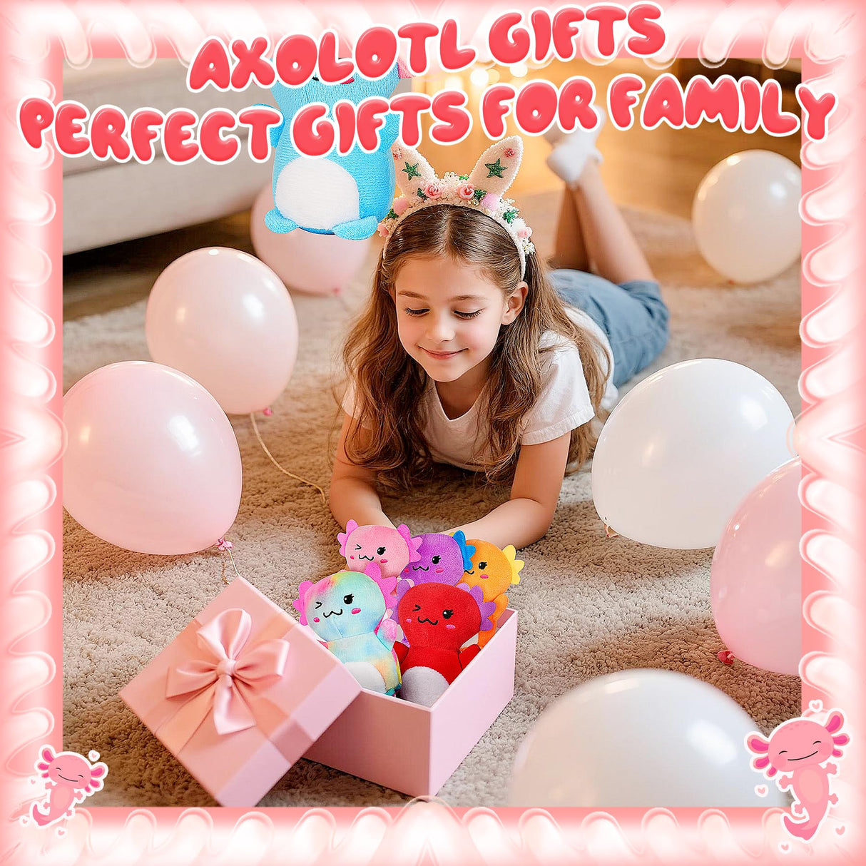 Rdogeia 12Pcs Mini Axolotl Stuffed Animal,Bulk Axolotls Plush Party Favors Small Axolotl Plushies Gifts Ornament for Birthday,Christmas Stock Stuffer for Kids Girls Boys Xmas Gifts Classroom Rewards