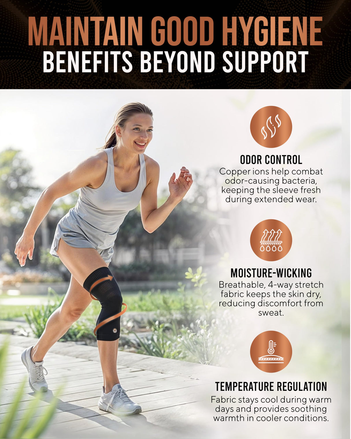 TheraCopper Copper Knee Brace for Men & Women (2 Pack) — Non-Slip Compression Copper Knee Sleeve for Arthritis, Knees Pain Relief, Swelling, Anti inflammatory and Recovery Support (Large)