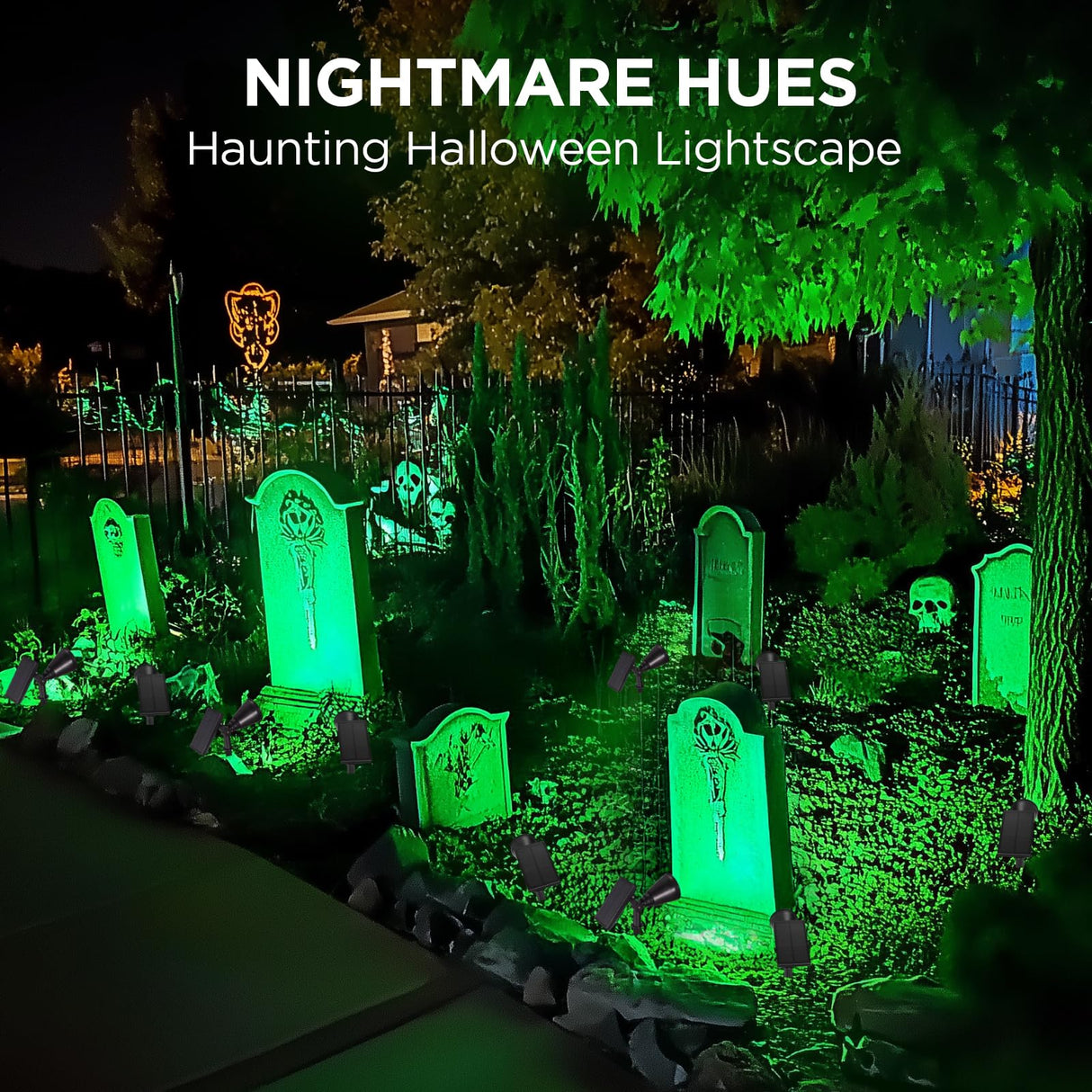 InnoGear Solar Lights Outdoor Waterproof Halloween Christmas Solar Garden Light for Outside Yard Landscape Lighting Pathway Spot Lights Spotlight Wall Light Auto On/Off, 2 Pack (Red and Green Light)