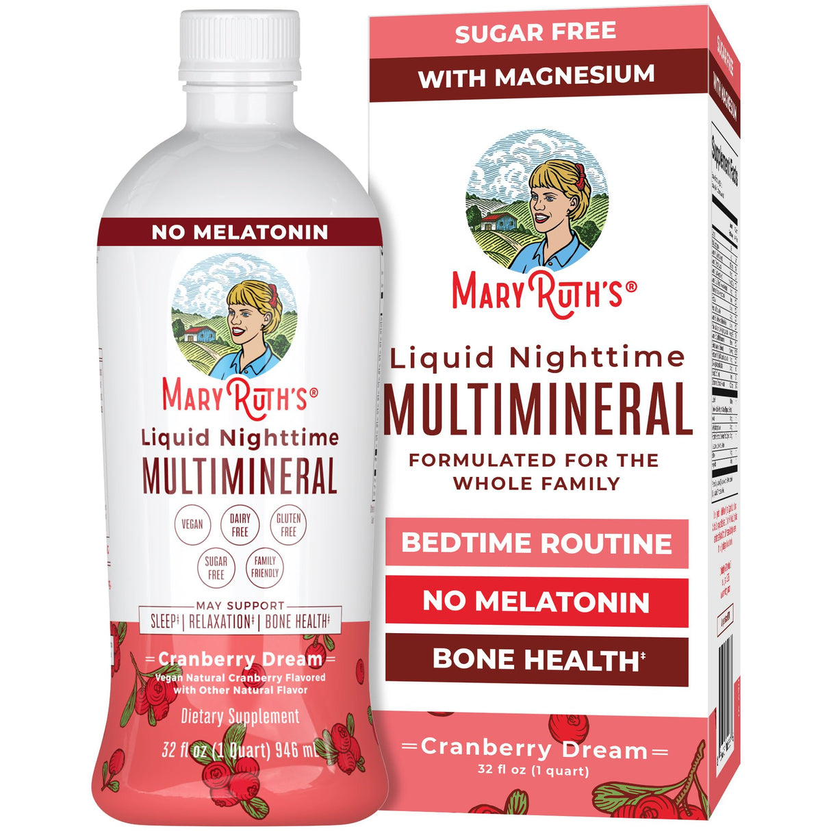 MaryRuth Organics Liquid Nighttime Multimineral | No Melatonin | Bedtime Routine | Magnesium Citrate | Calcium | Zinc | Vitamin D3| Available in 4 Flavors | Vegan | Sugar Free | Gluten Free | 32 Oz