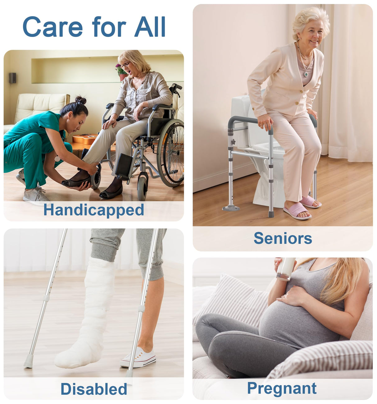 HOMLAND Toilet Safety Rails for Seniors, FSA HSA Eligible Adjustable Height & Width 350lb Toilet Handles for Elderly and Disabled, Foldable Toilet Safety Frame, Fit Any Toilet