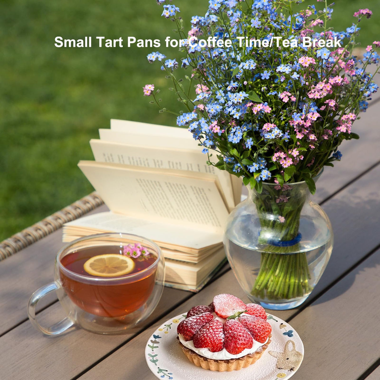 Yamteck 11 & 9 Inch Round Tart Pans with 2Pcs 4'' Mini Pans. Removable Bottom, Non-Stick Coating, Rugged Carbon Steel for Tart Quiche Pie Making. Gift for Christmas Thanksgiving Party Festival Family