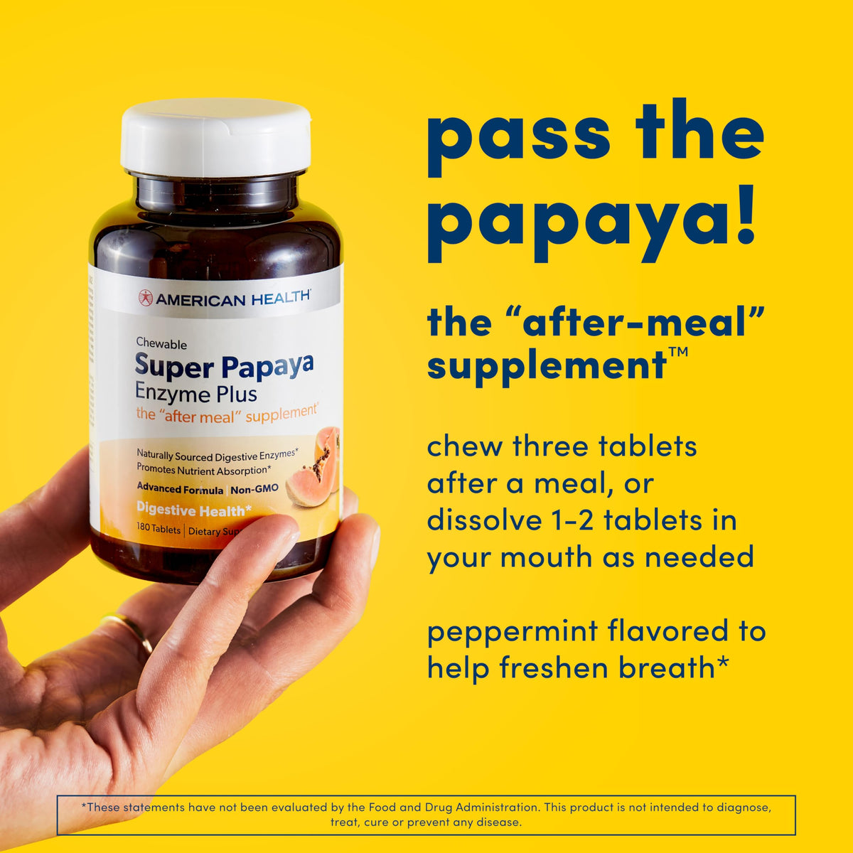 American Health Super Papaya Enzyme Plus Chewable Tablets, 360 Count