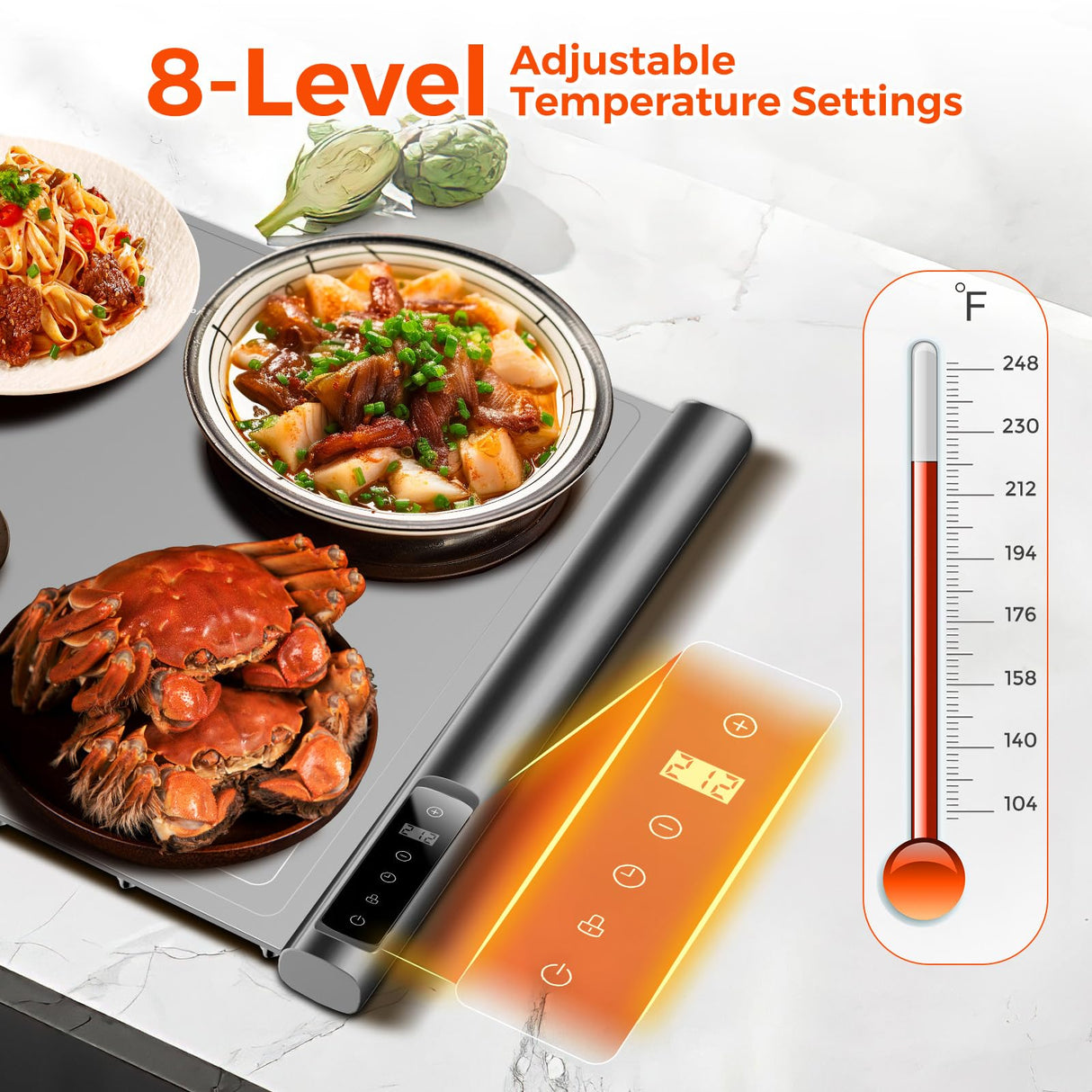 Warming Mat for Food,Silicone Electric Warming Tray for Buffets Party and Home,10s Fast Full Surface Food Heating pad,Portable Design for Daily Use,8 Temperture Settings & 1-6h Timer (Dark Grey)