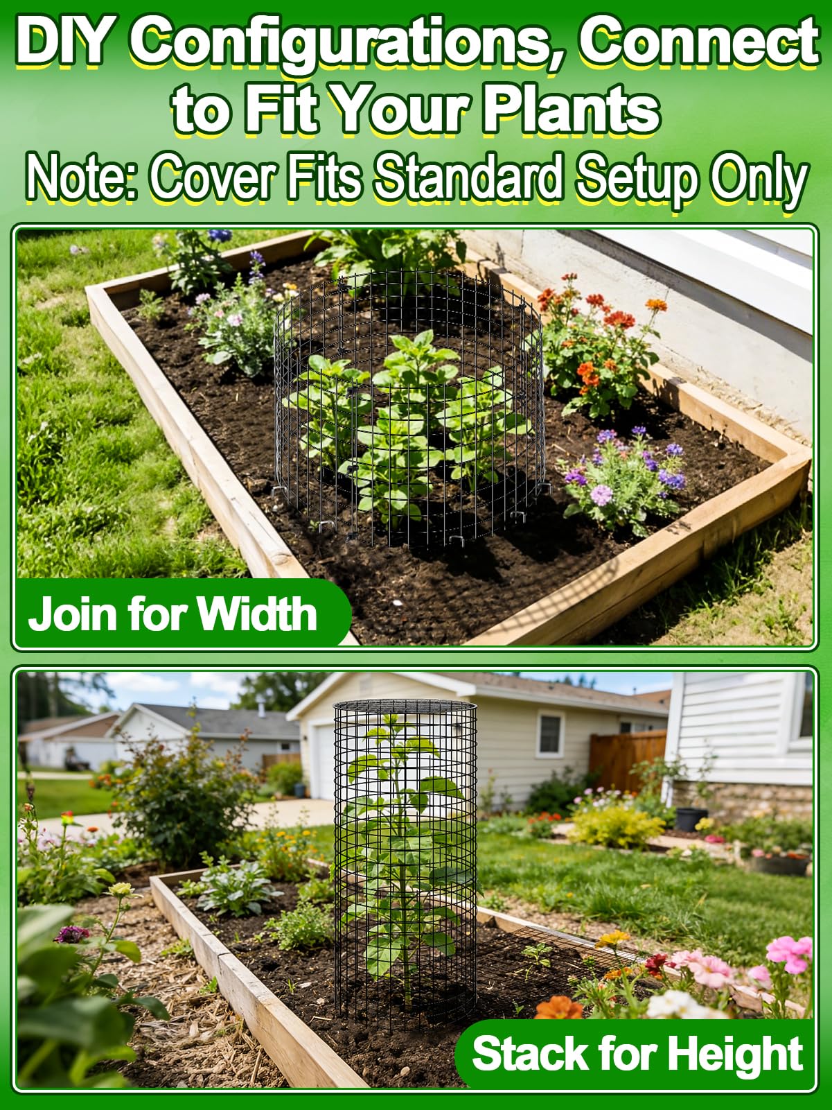 16''H x 11''Dia Plant Protectors from Animals - Full-Protection Anti-Rust Plant Cages with Covers for Outdoor Plants, Wire Garden Cloches for Plants Strawberry Keeping Chicken Rabbits Out, 4 Sets