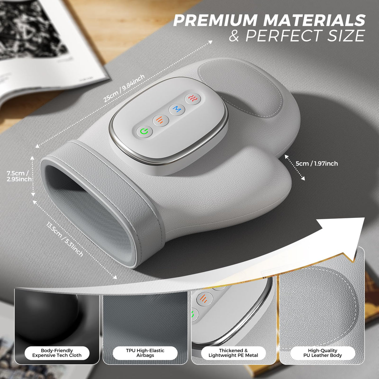 WUX Hand Massager with Heat Compression Relief, 3 Massage 4 Temperatures 5 Compression Models Therapy, Helps Soothe Hand Fatigue, Carpal Tunnel and Arthritis Discomfort, Ideal Gift for Women, Men