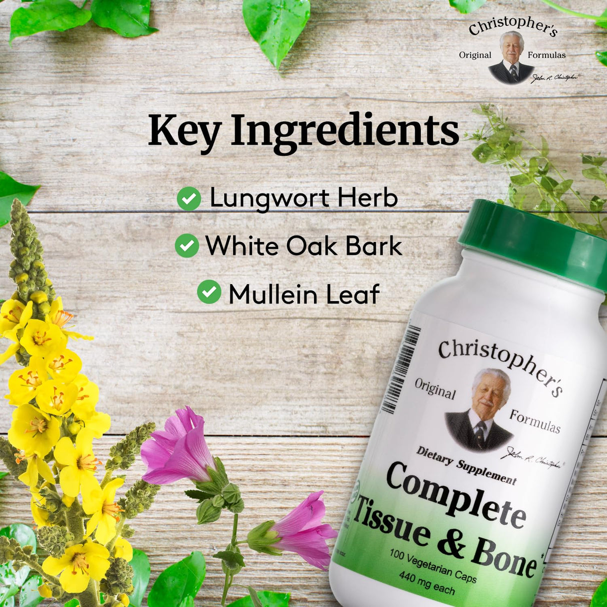 Christopher's Original Formulas Complete Tissue & Bone Formula – 100 VCaps | Herbal Support for Bones & Connective Tissue - Pack of 3