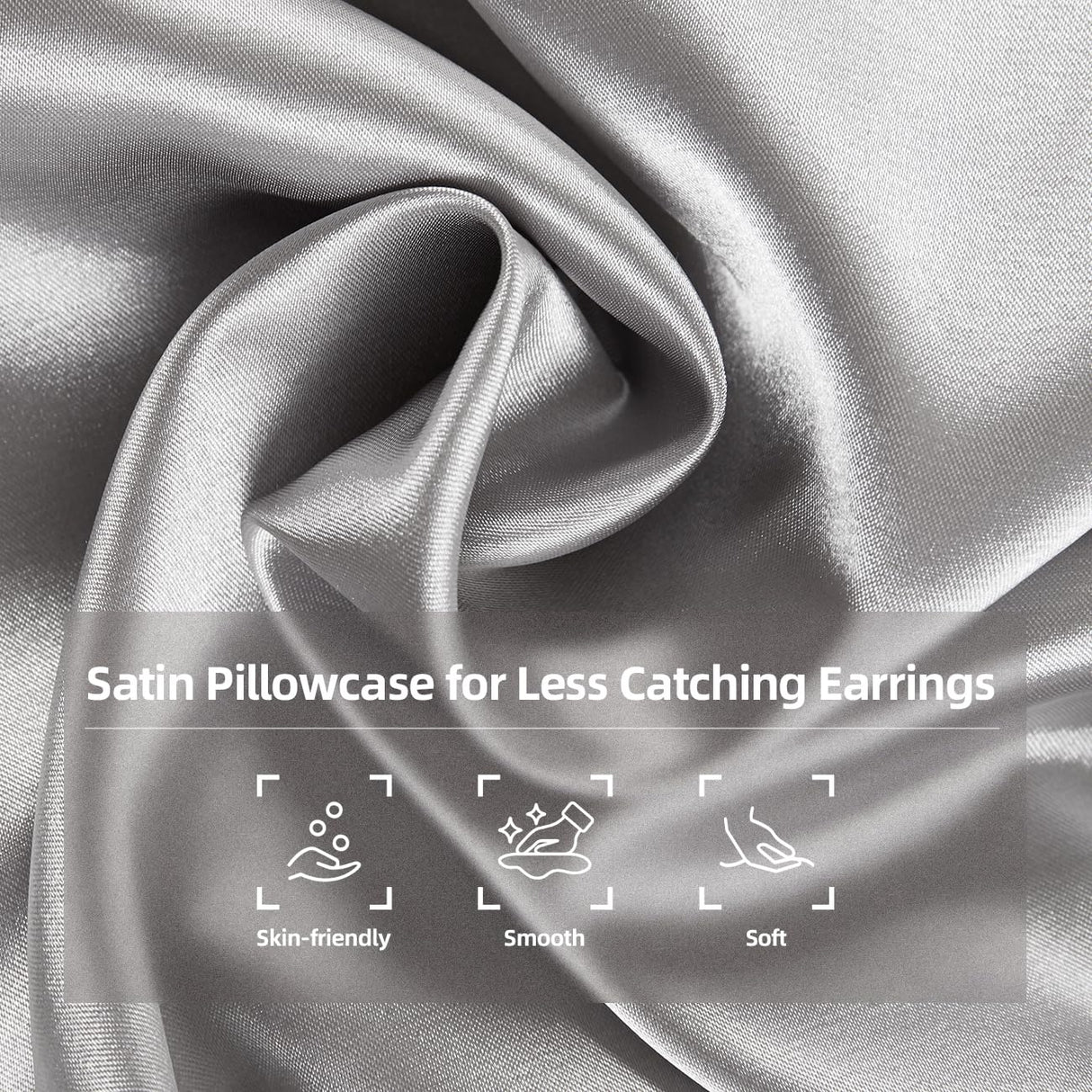 USlixury Piercing Pillow - Ear Piercing Pillow with Foam Plug, 4''H Mini Donut Plilow with 4.7x3.2 Off Center Ear Hole, CertiPUR-US Memory Foam Hole Plilow for Side Sleeper, Satin Cover, Silver Grey