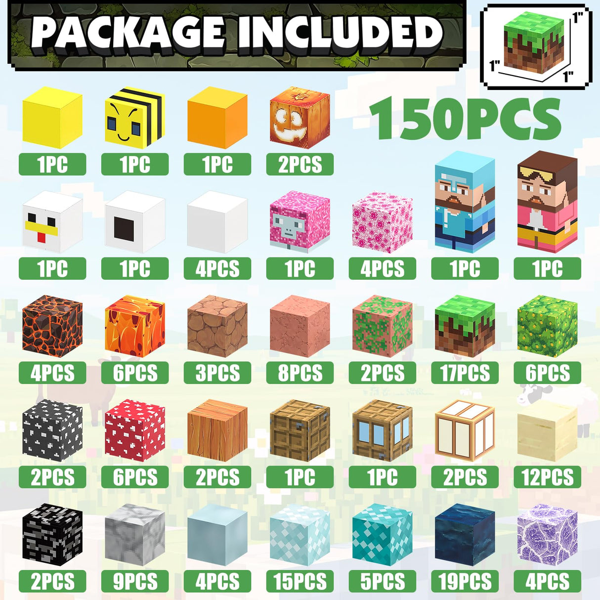 JIMI Magnetic Blocks Building Toys, 150pcs Magnetic Blocks Set STEM Construction Toys for Kids Age 3-8, 1 inch Magnet Blocks Montessori Sensory Stacking Toys Christmas Birthday Present for Boys Girls