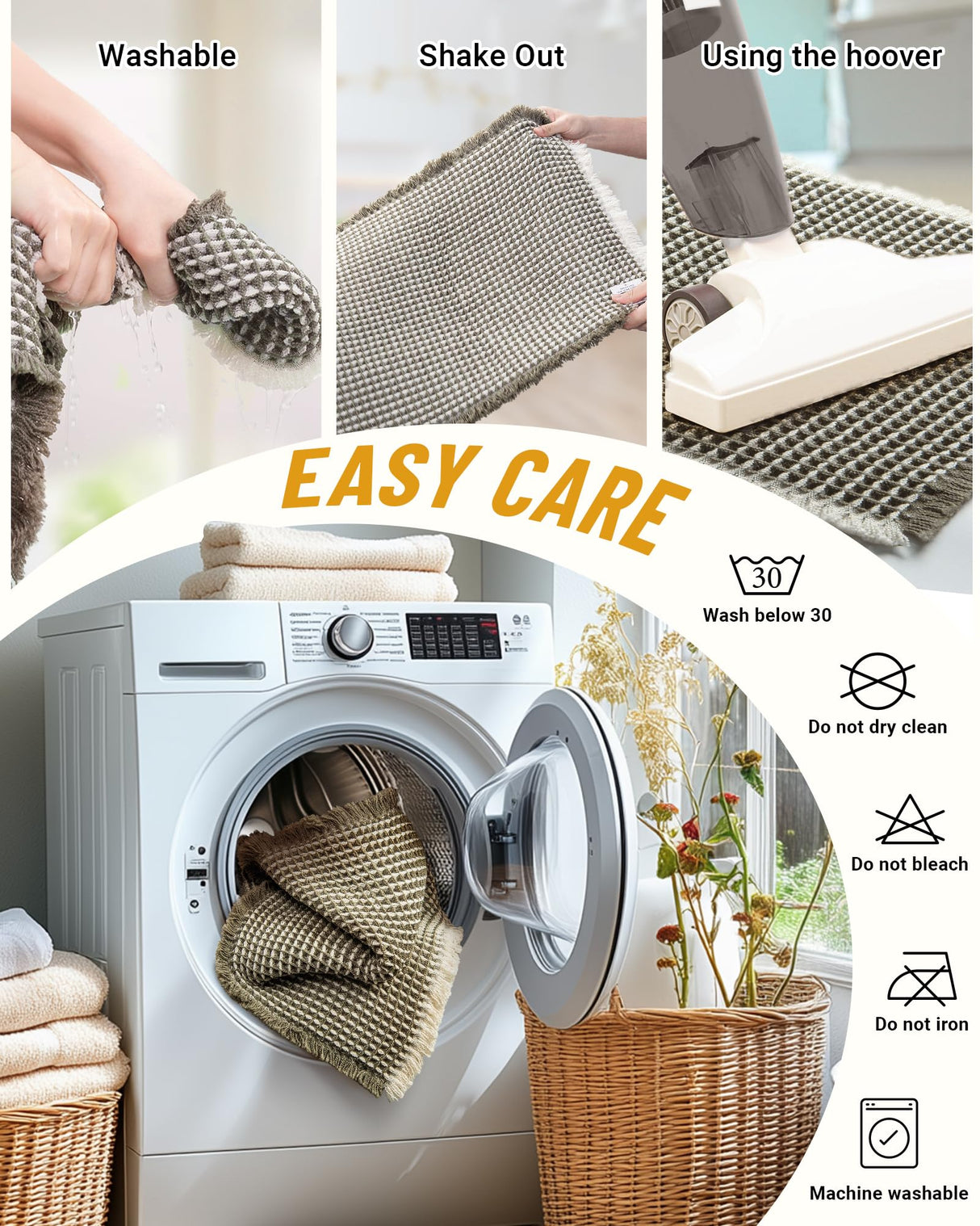 Large Waffle Bath Mat Set Non Slip, Ultra Absorbent Bath Mats for Christmas Bathroom Decor, Extra Soft Floor Bathroom Rugs Sets 2 Piece, Washable Bath Rugs Set, Green & White, 20"×47" and 16"×24"