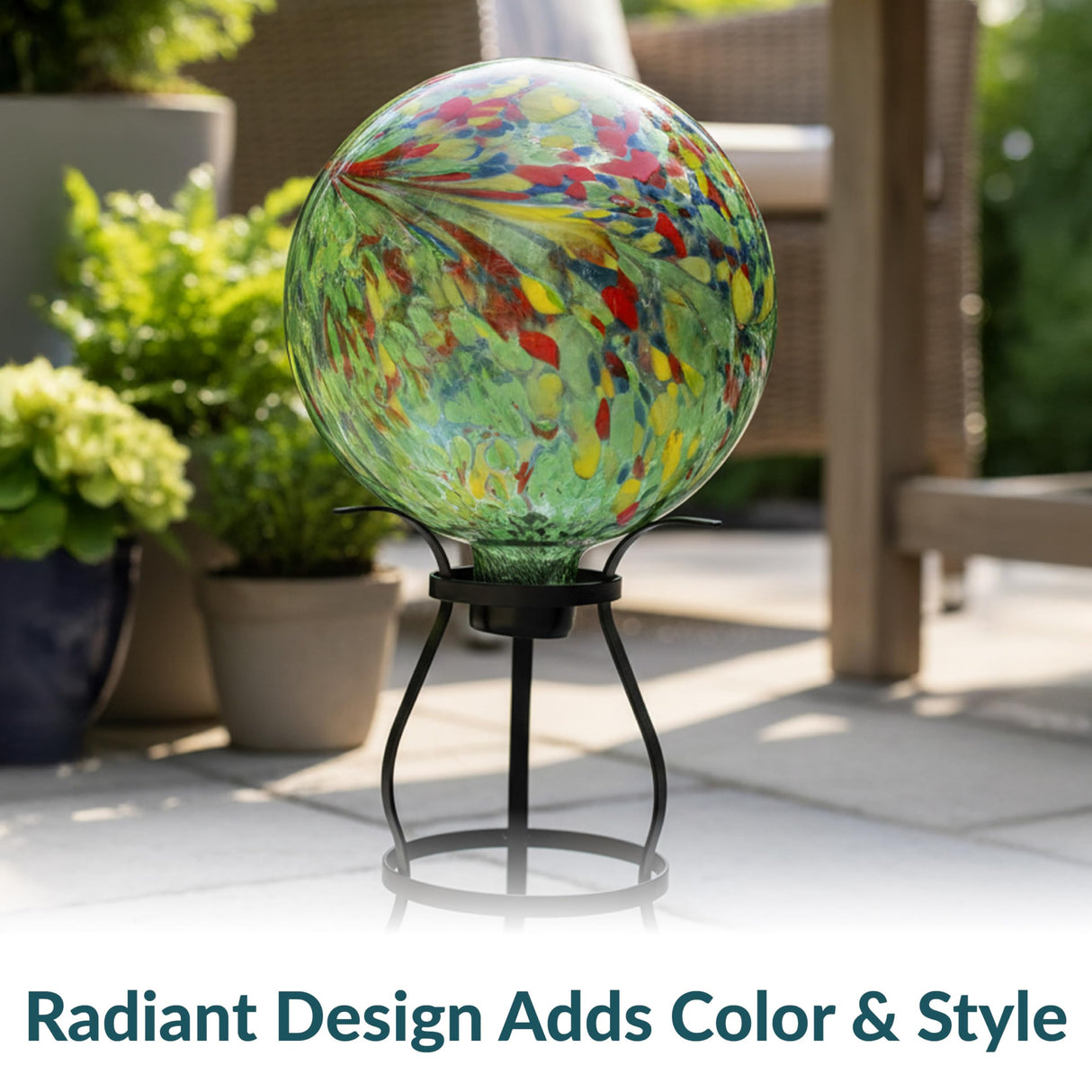 Sunnydaze 10-Inch Gazing Ball for Garden - Glass Gazing Globe for Outside - Garden Orb Yard Decor, Great for Outdoor Enthusiasts - Green Artistic