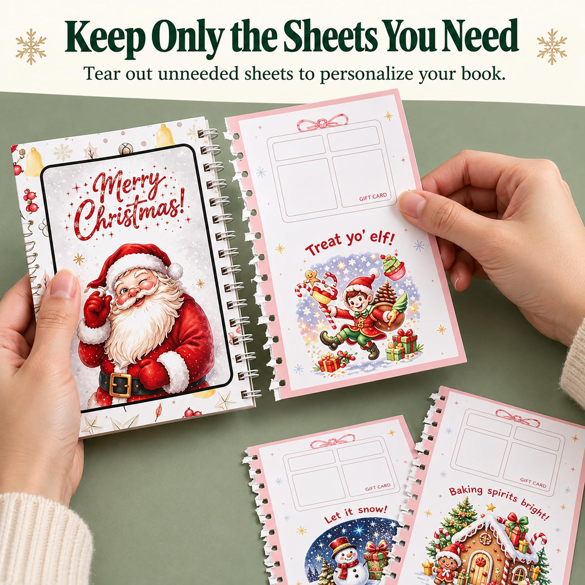 DOTH Christmas Gift Card Book, 4 Pack, Spiral Bound for Holiday Gift Giving