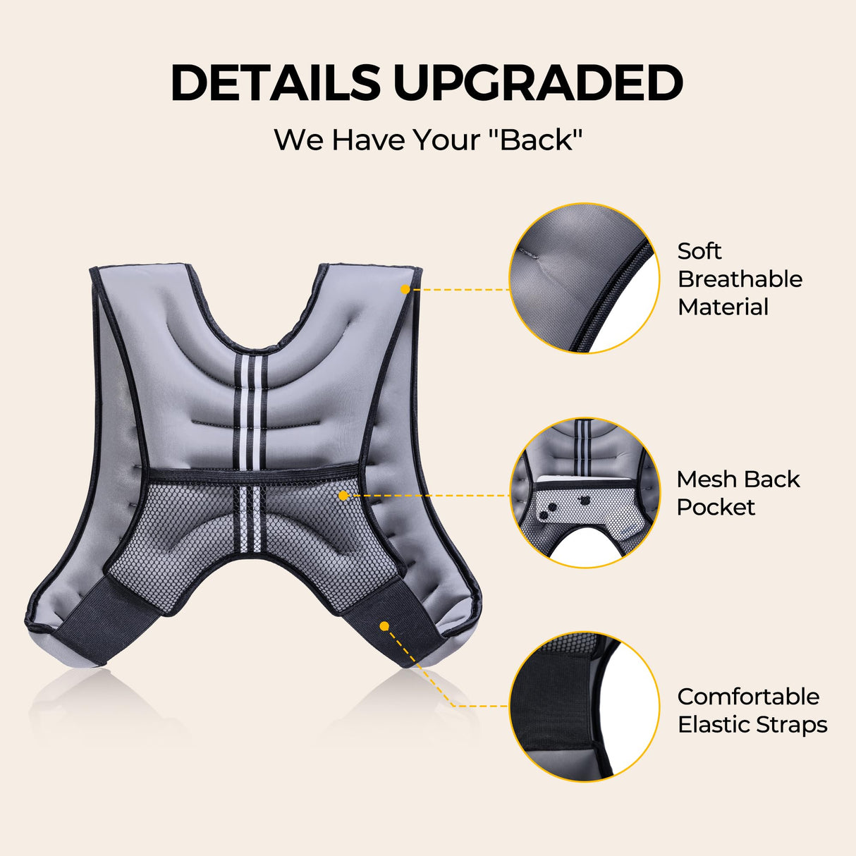 PACEARTH Weighted Vest,4lb/6lb/10lb/12lb/16lb/20lb/25lb/30lb Weight Vest with Reflective Stripe, Body Weight Vests Adjustable for Men, Women Workout, Strength Training, Running, Walking, Jogging