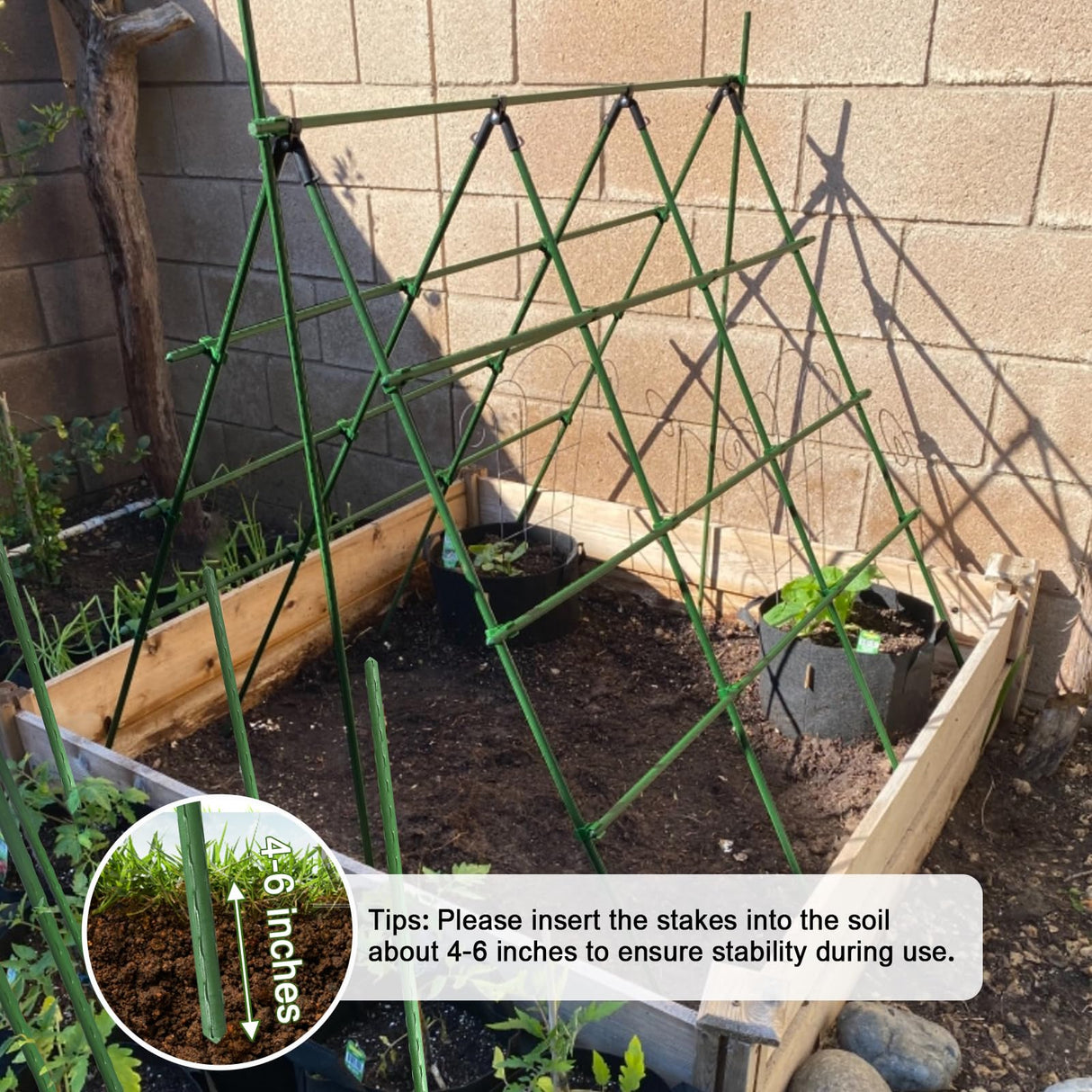 Garden Stakes 60 Pack, 16 Inch Each, DIY 3ft 4ft 5ft 6ft 7ft Sturdy Steel Plant Stakes with 50 Connectors, 30 Rotatable Clips, 10 A-Type Connecting Pipe and 164 Feet Twist Tie for Climbing Plants