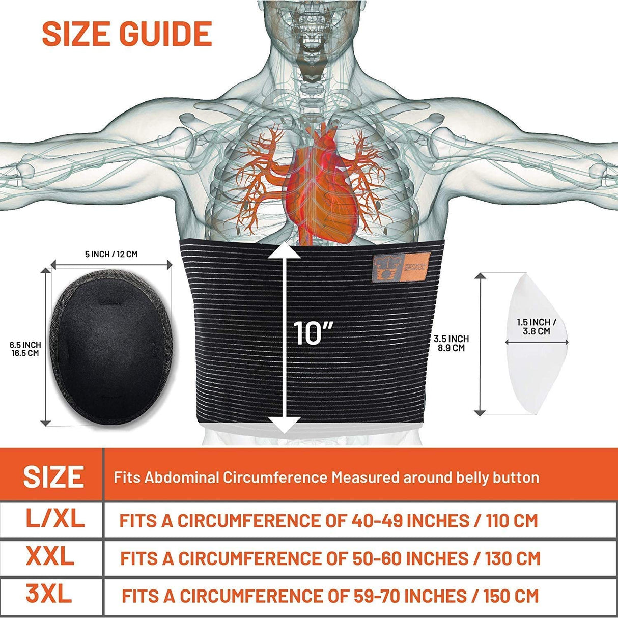 Everyday Medical Plus Size Umbilical Hernia Support Belt I Pain and Discomfort Relief from Umbilical, Navel, Ventral and Incisional Hernias I Hernia Binder for Big Men and Large Women I XXXL/3XL