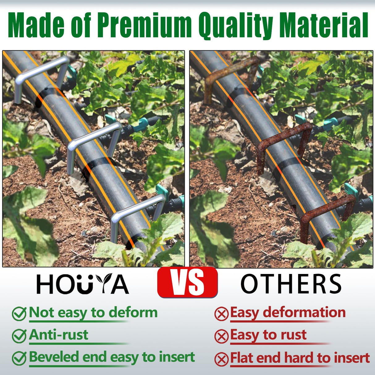 houya 500 PCS Landscape Staples 6 Inch Galvanized Garden Stakes Garden Staples Pins Anti-Rust Ground Stakes for Weed Barrier, Irrigation Hose, Yard Lawn SOD, Landscape Fabric, Decor 6"L x1.2"W 500pcs