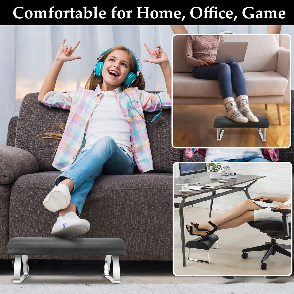 Waterproof Footrest, Upgraded High Elasticity Foot Rest Under Desk Footrest, Ergonomic Foot Rest for Under Desk at Work, Highly Supportive, No Deformation, Black