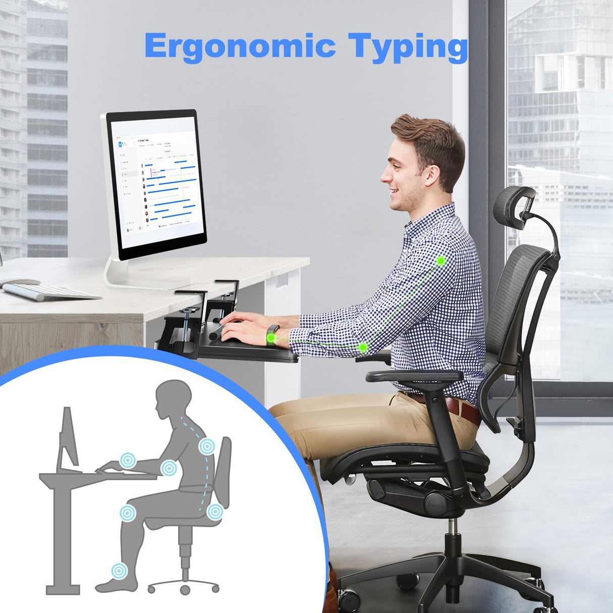 XINLEI Keyboard Tray Under Desk Large C-Clamp 25.6” (30” Including Clamps) x 11.8” Slide-Out Platform Computer Drawer Pull Out Keyboard & Mouse Tray Black DSF4