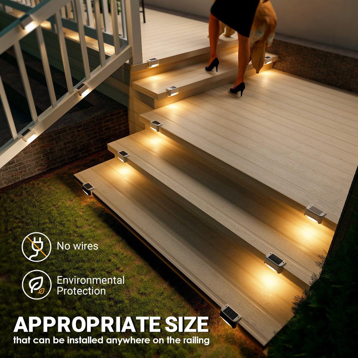SOLPEX Solar Fence Lights Outdoor 16 Pack, Solar Step Lights Waterproof Led Solares Light for Outdoor Stairs, Deck, Fence, Yard, Patio, and Balcony(Warm White)