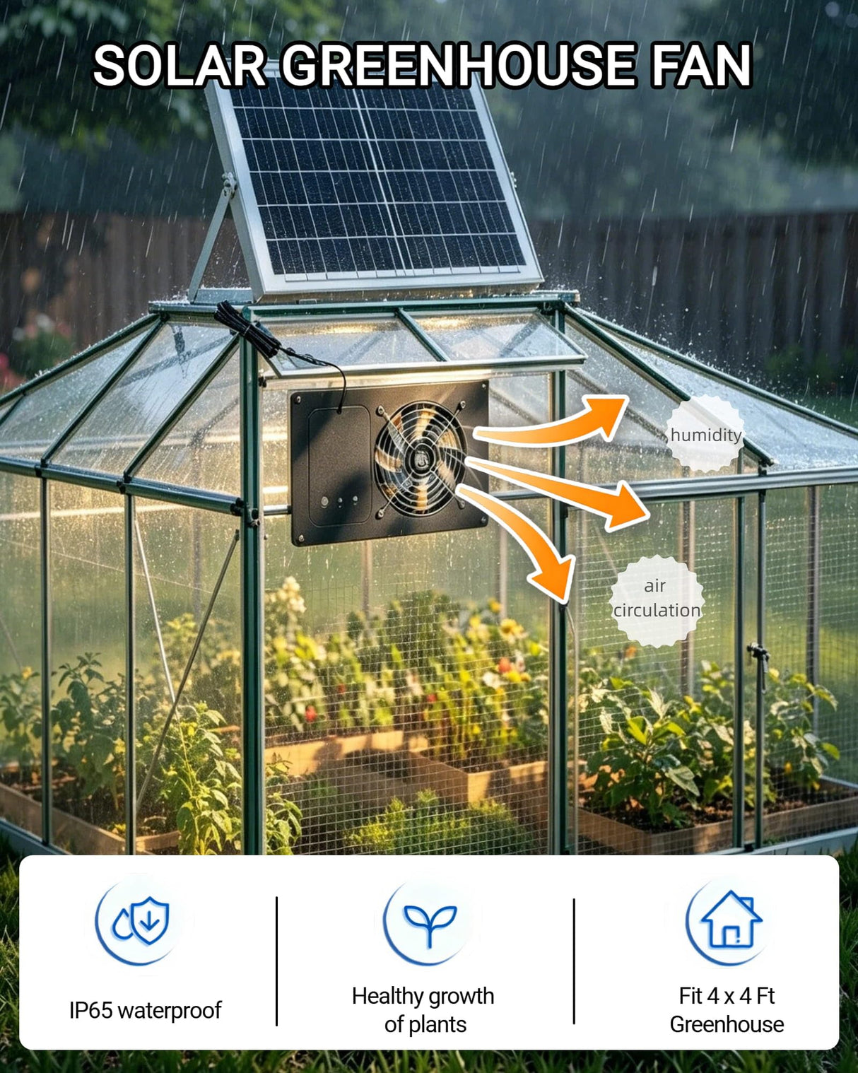 DSTANA 25W Solar Powered Fan with 15000mAh Battery & Timer, Usable At Night