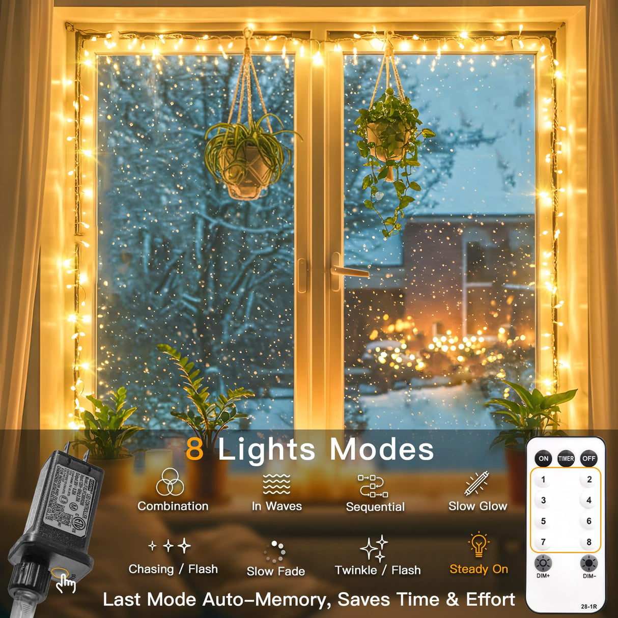 suddus Indoor String Lights with Remote, Warm White Christmas Lights Plug in with Timer, 33ft 100 LED Twinkle Fairy Lights for Bedroom Xmas Tree Wreath Patio Garden Party Outdoor Decorations