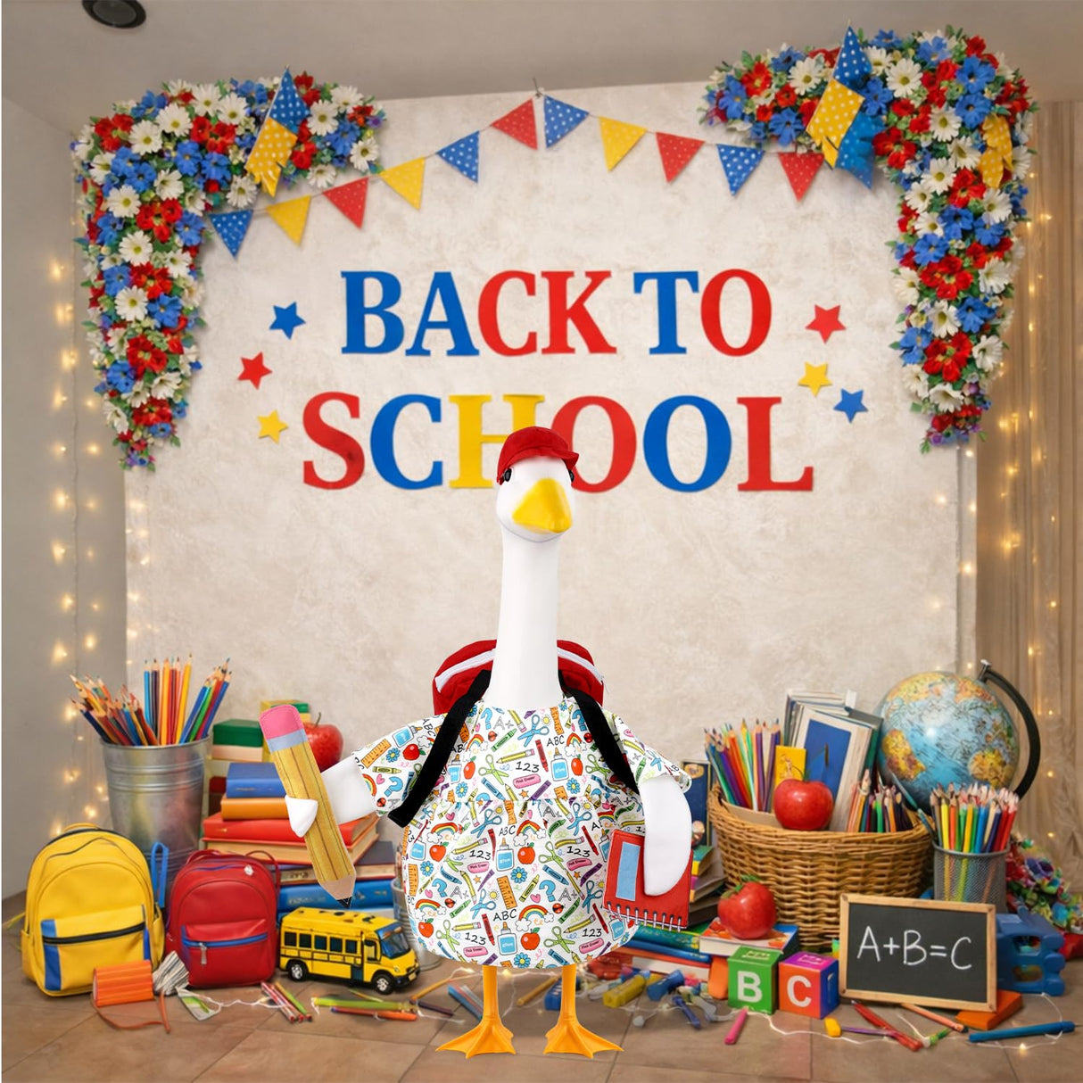 Back to School Porch Goose Outfits Goose Costume for School Outdoor Decor