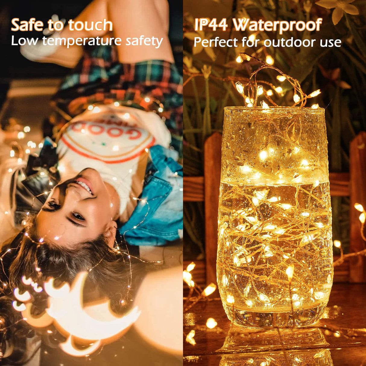 Fairy Lights Plug in, 10Ft 200LED Firecracker Firefly Lights, 8 Lighting Modes, Waterproof Copper Wire Cluster String Lights for Ceiling Bedroom Window Christmas Tree Decoration, Warm White