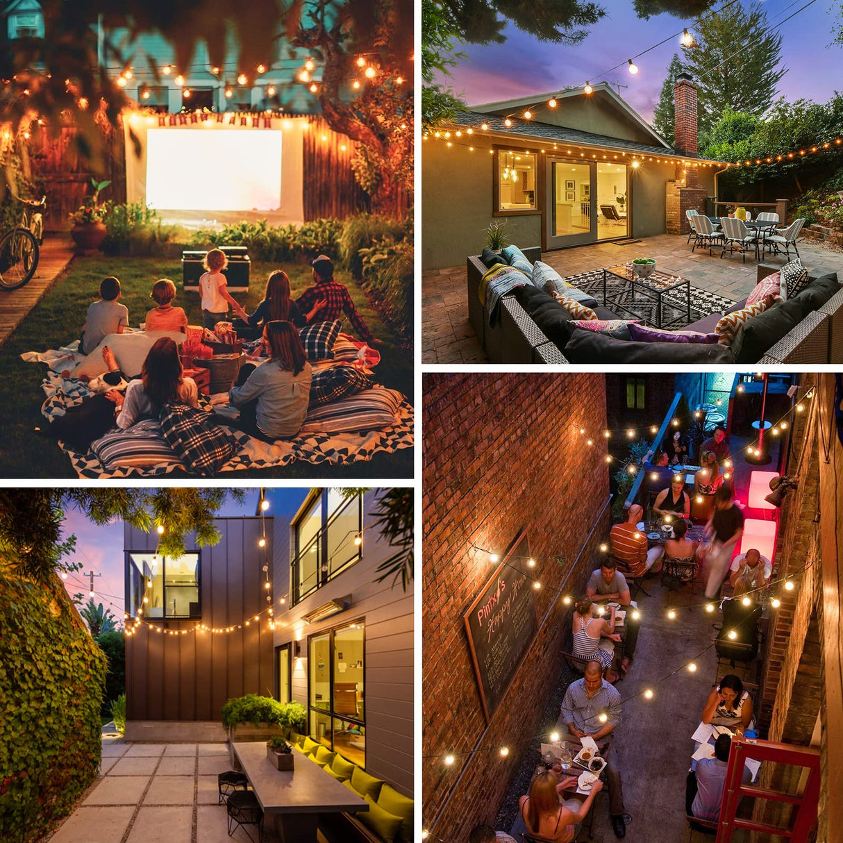 200ft(100*2) Outdoor G40 LED Globe String Lights Dimmable Waterproof Shatterproof Light Strings with 103 Bulbs Connectable Commercial Hanging Lights for Christmas Patio House Backyard Balcony Party