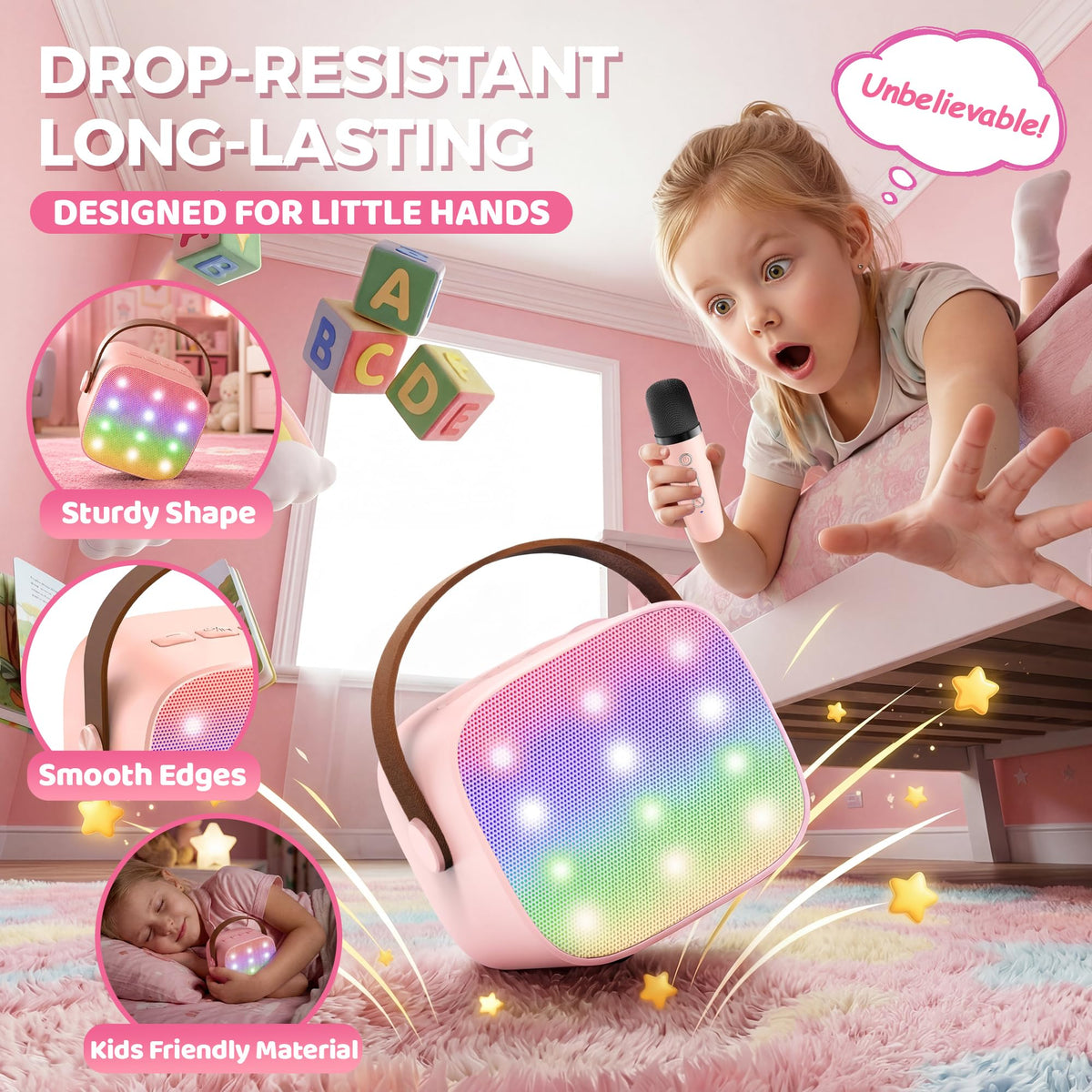 YLL Karaoke Machine for Kids Adults, Birthday Gifts for Girls 3-12 Year Old