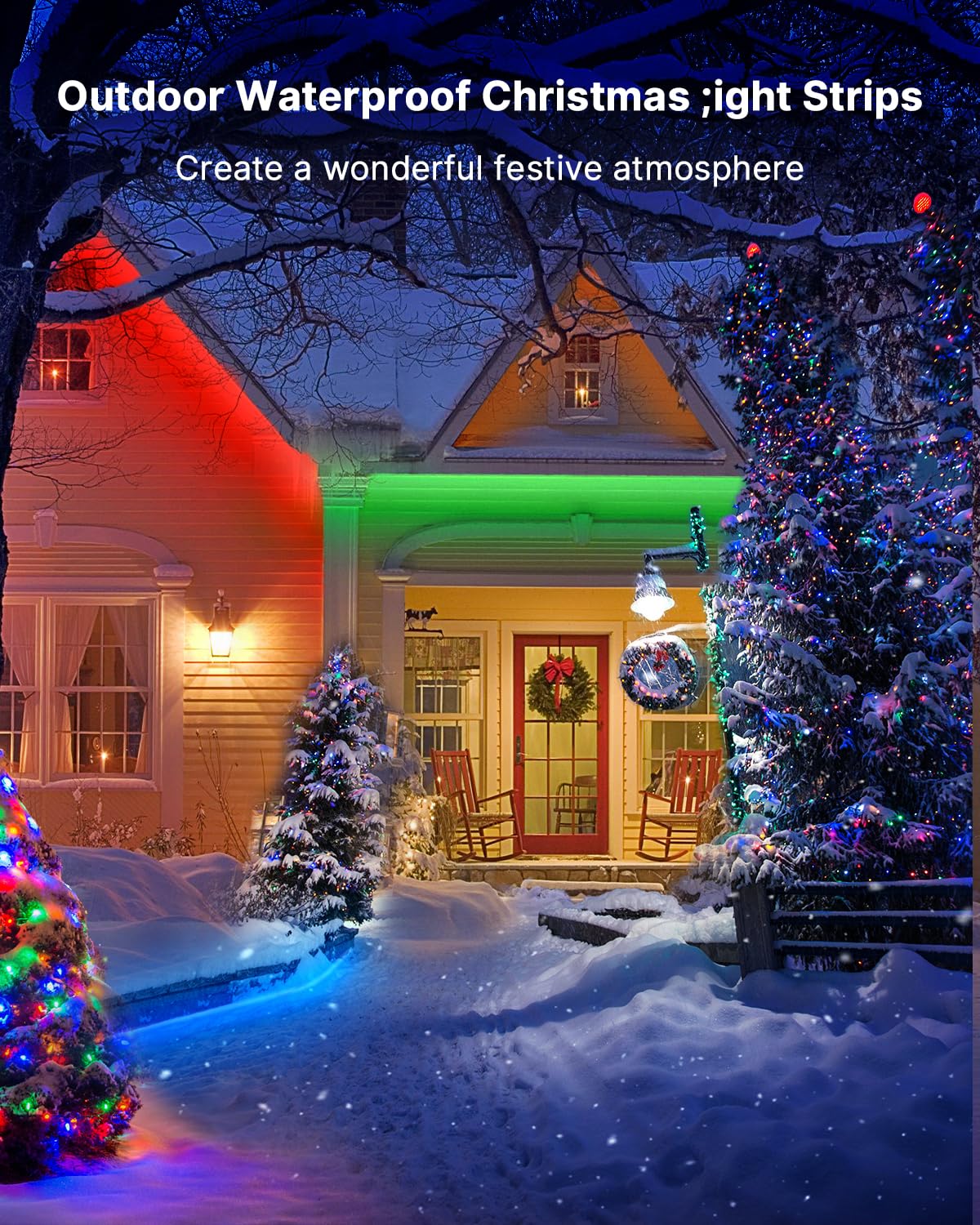 Fussion Outdoor LED Strip Lights Waterproof 100FT (2 Rolls of 50ft) IP67 LED Light Strips with Remote, RGB Color Changing Christmas House Rope Lighting for Outside