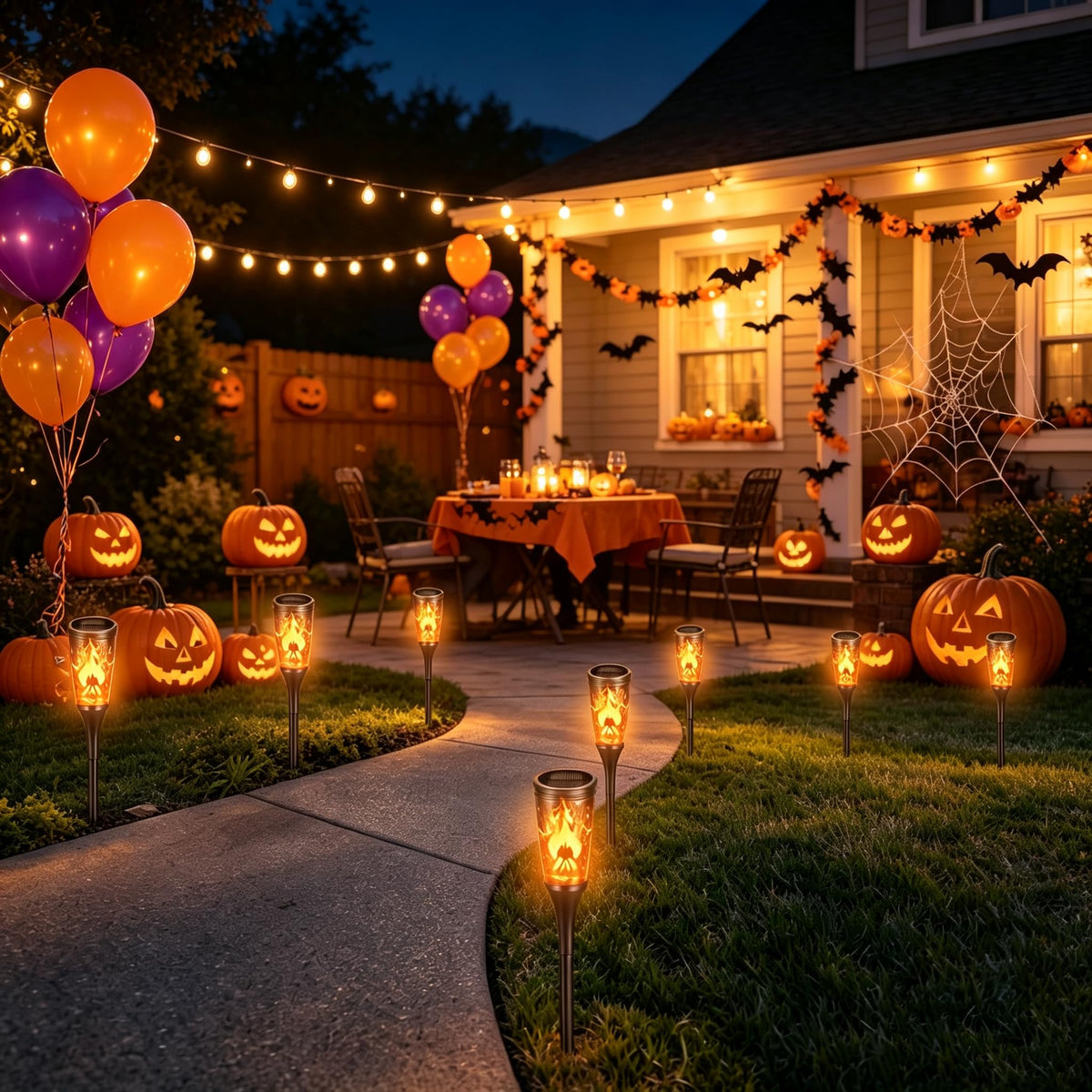 Toodour Solar Halloween Lights Outdoor, 6 Pack Solar Torch Light Waterproof