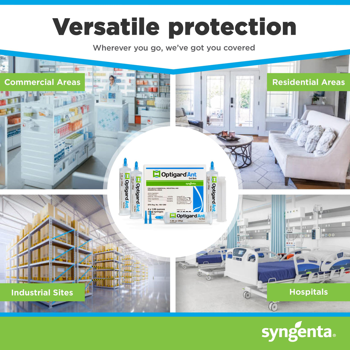 Optigard Ant Gel Bait, 4 Tubes x 30-Grams, 1 Plunger and 2 Application Tips, Effective Ant Bait, Formulated with 0.01% Thiamethoxam, Indoor and Outdoor Use, Ant Killer Gel for Most Major Ant Species